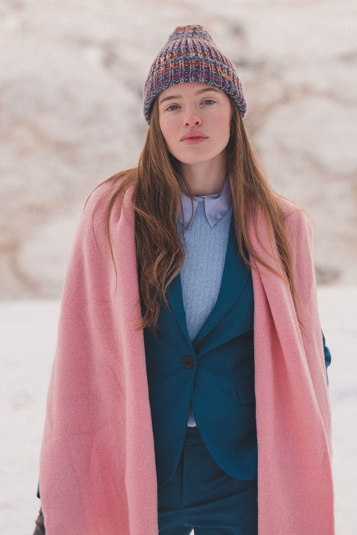 Nordbron Kadın Pembe Basic Atkı Kışlık Esnek Yumuşak Dokulu Düz Desenli Renkli Akrilik Raine Fitilli