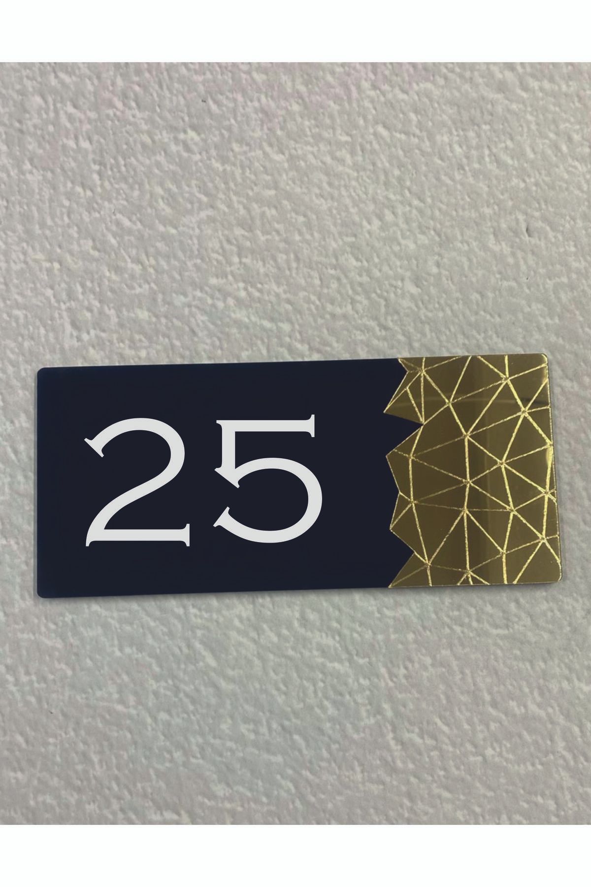 Dekokonsept BlackPearl Serisi  Pleksi Ayna Detaylı Uv Baskılı Apartman Daire Otel Ofis Kapı Numarası Kapı No:25