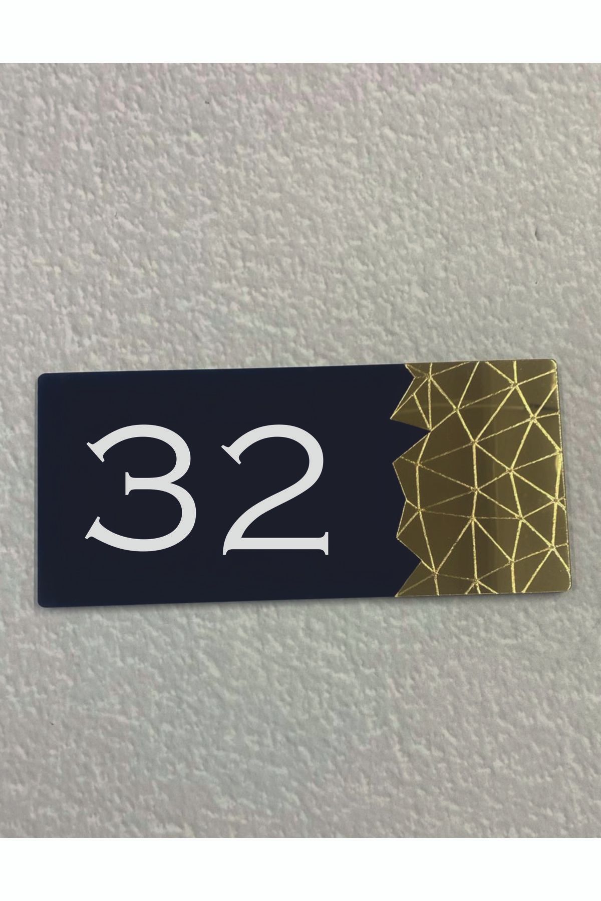 Dekokonsept BlackPearl Serisi  Pleksi Ayna Detaylı Uv Baskılı Apartman Daire Otel Ofis Kapı Numarası Kapı No:32