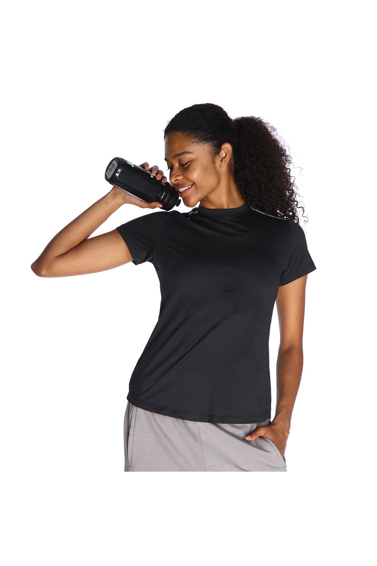 Sportive Cuore Kadın Siyah Günlük Stil T-Shirt 23KKTP18D02-SYH