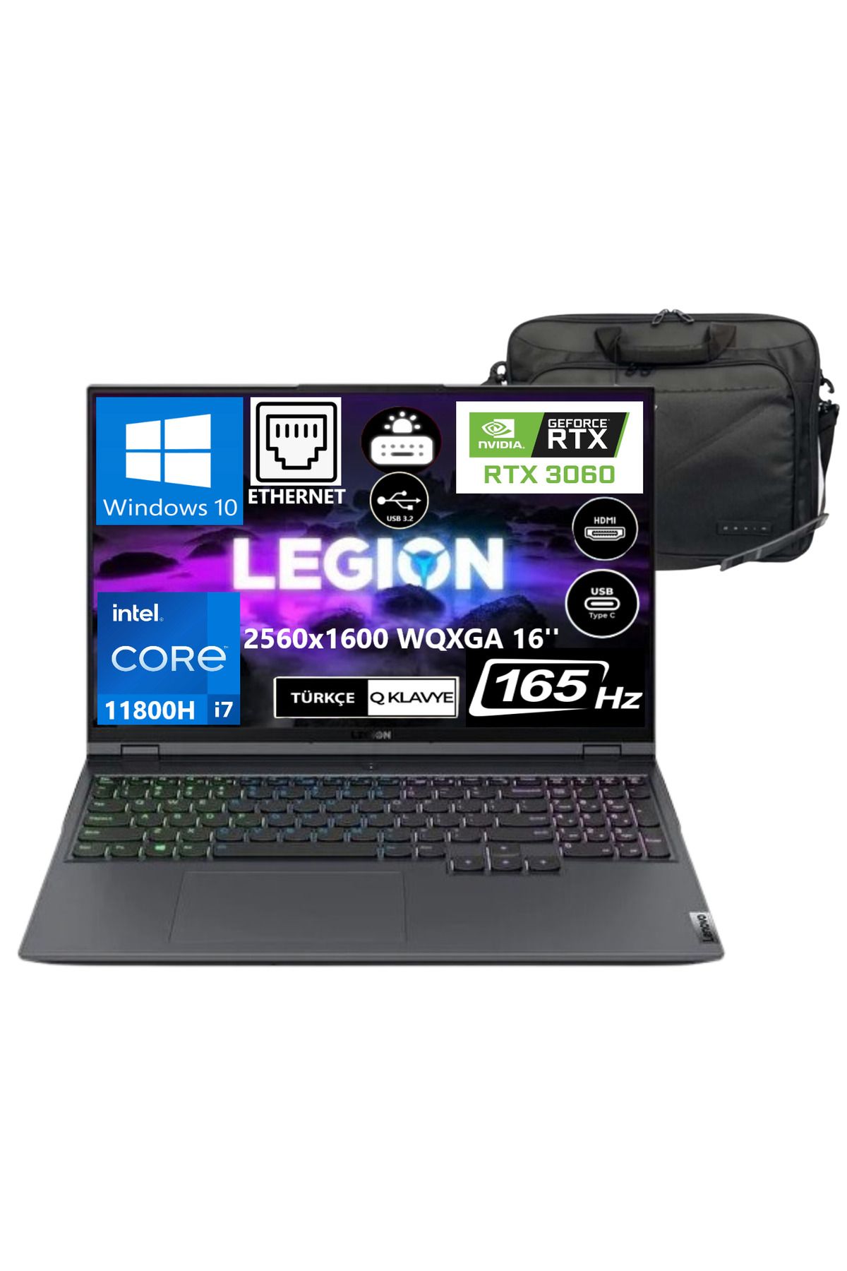 LENOVO Legion 5 Pro Intel I7-11800H 16gb Ram 512gb Ssd Rtx3060 165Hz 16" Windows11