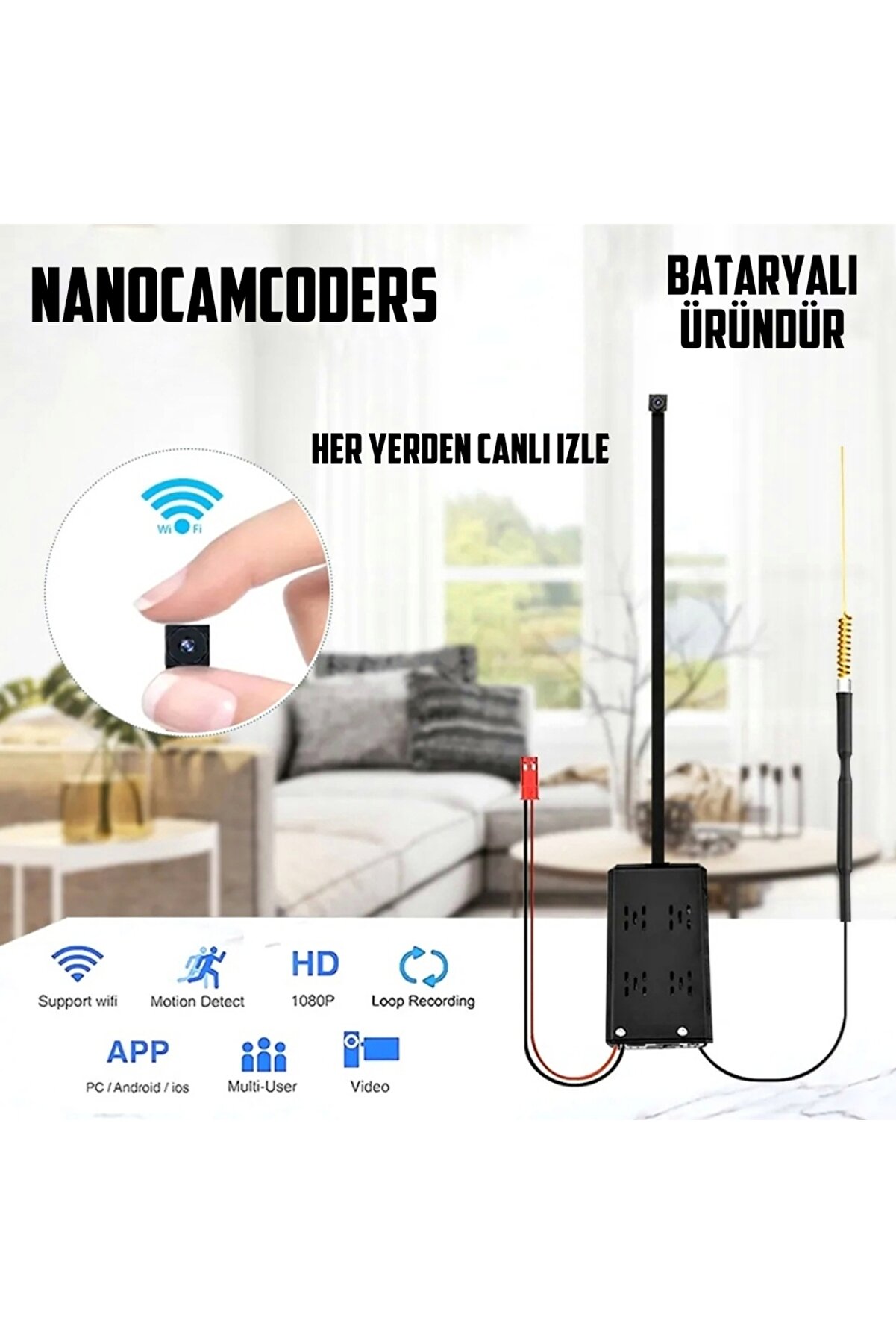 Nanocamcoders 1080p Mini Wifi Güvenlik Kamerası Mikro Gözetleme