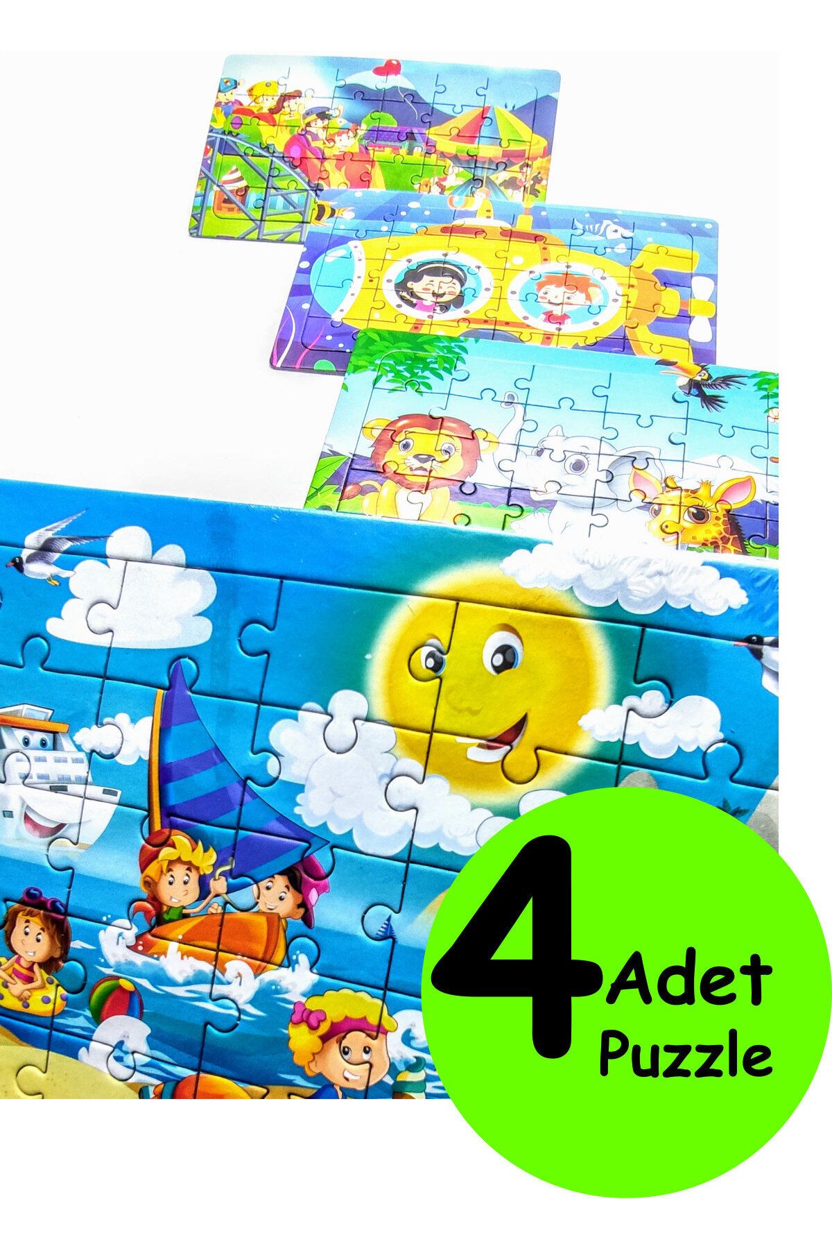 Schmülzer 4 Adet Çocuk Eğitici Yapboz Çocuk Puzzle - 30 Parça Renkli Macera Zamanı