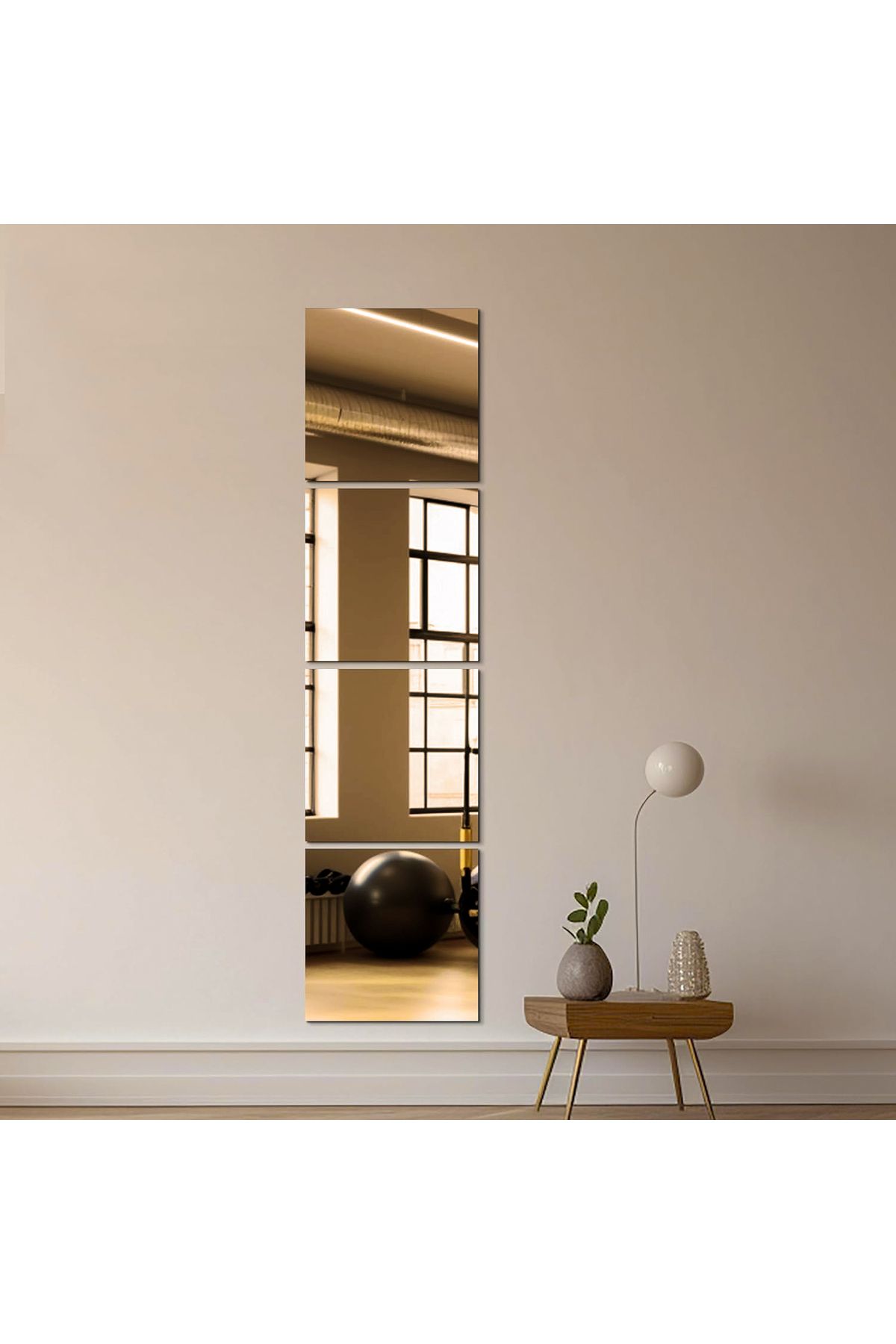 safirglass Koçtaş Dekoratif Bronz Kare Boy Aynası 4 Parça Baklava Dilimi (25X25 CM)