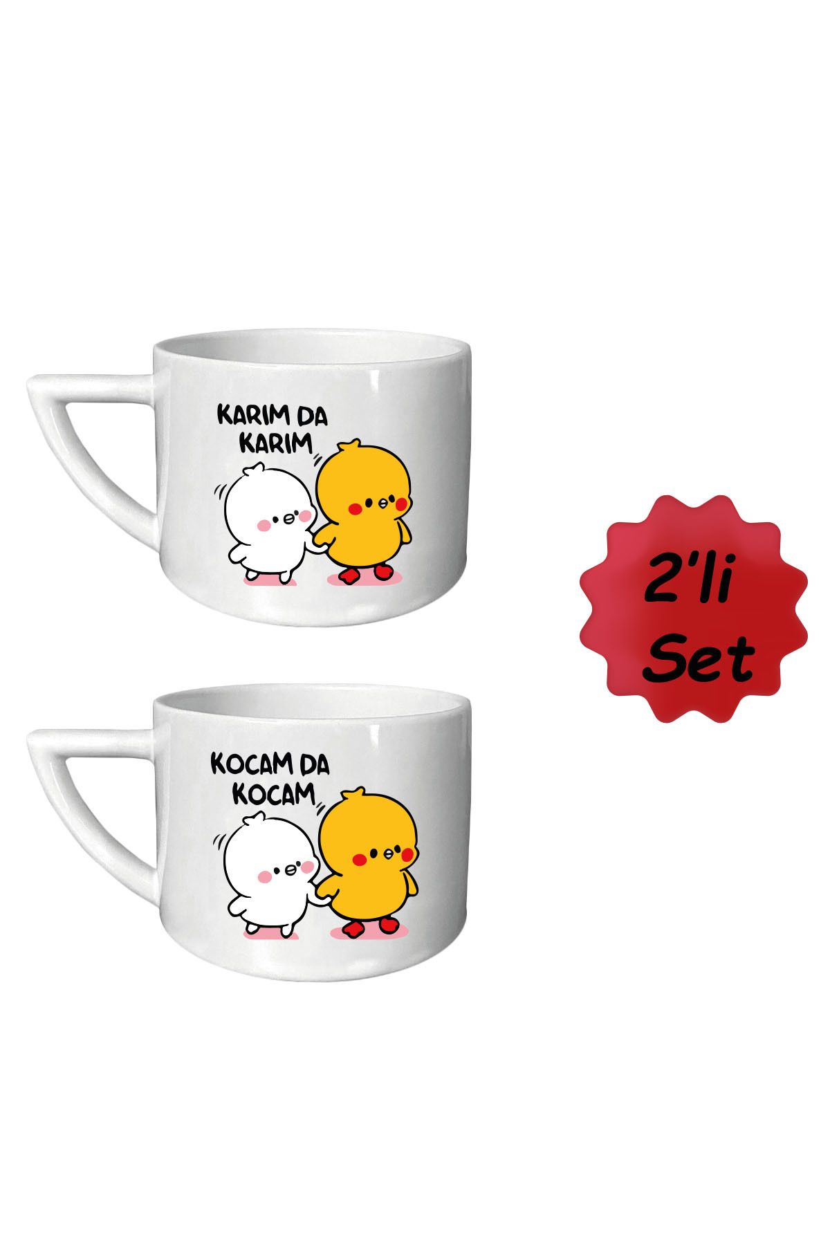 Vivas Kocam Da Kocam, Karım Da Karım Double Türk Kahve Fincanı, Kahve Kupası, Fincan Mug, Kupa Bardak