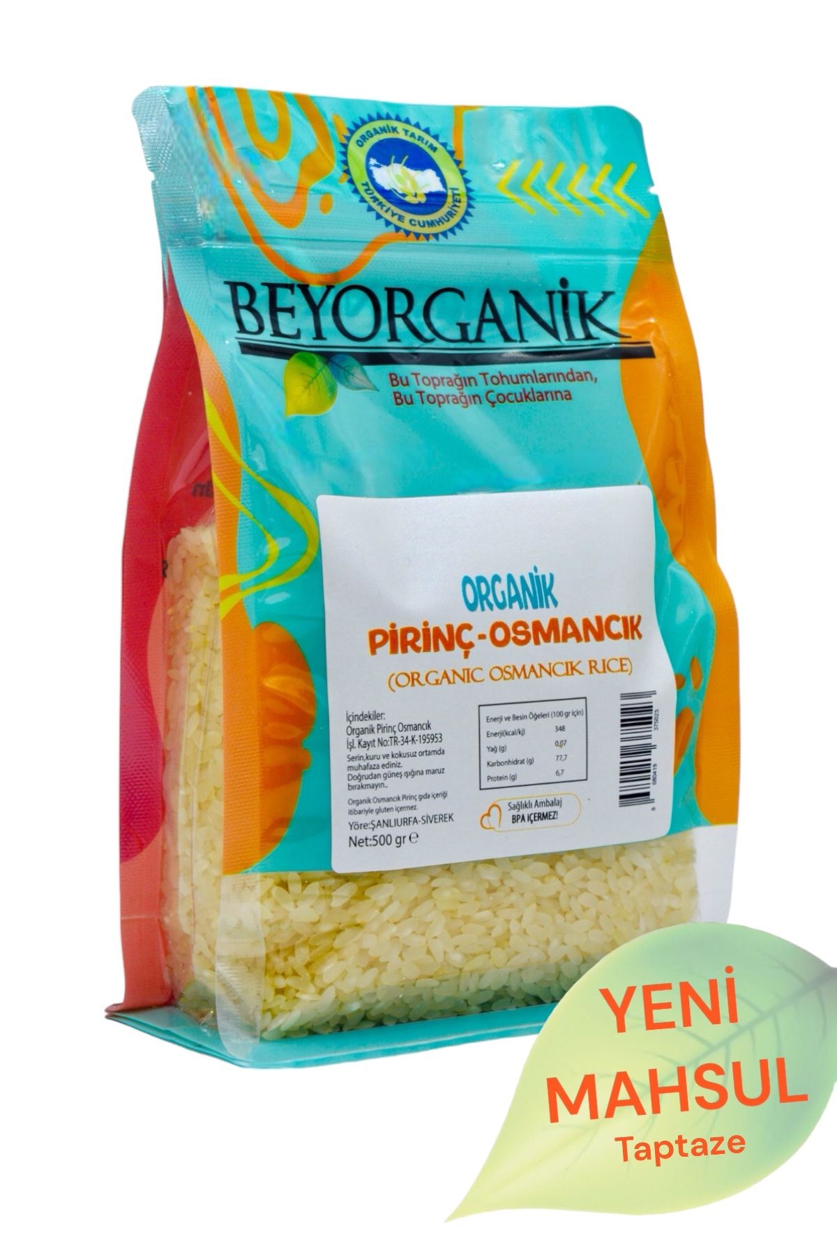 BEYORGANİK Organik Pirinç Osmancık 500gr
