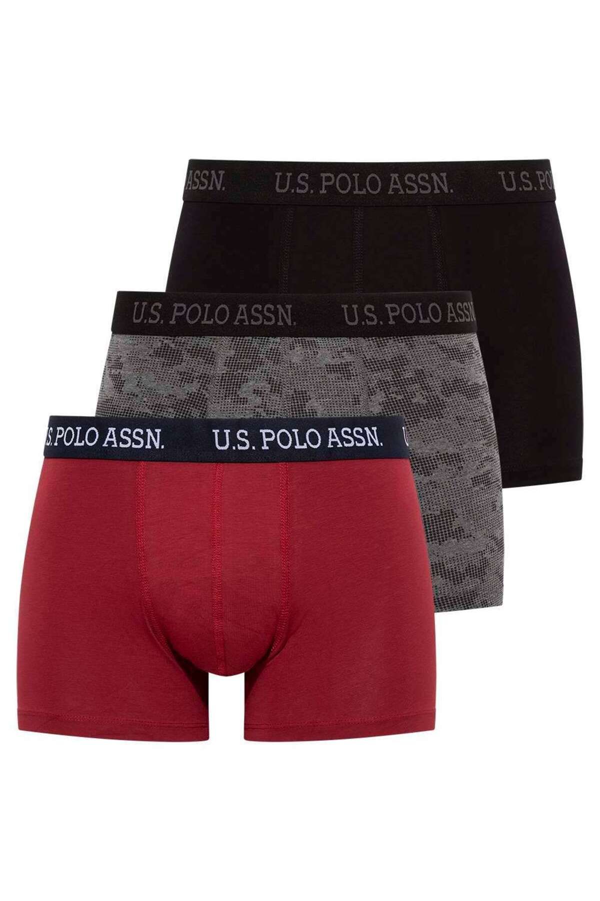 U.S. Polo Assn. Erkek Siyah - Antrasit - Bordo 3 Lü Boxer 80452ınt