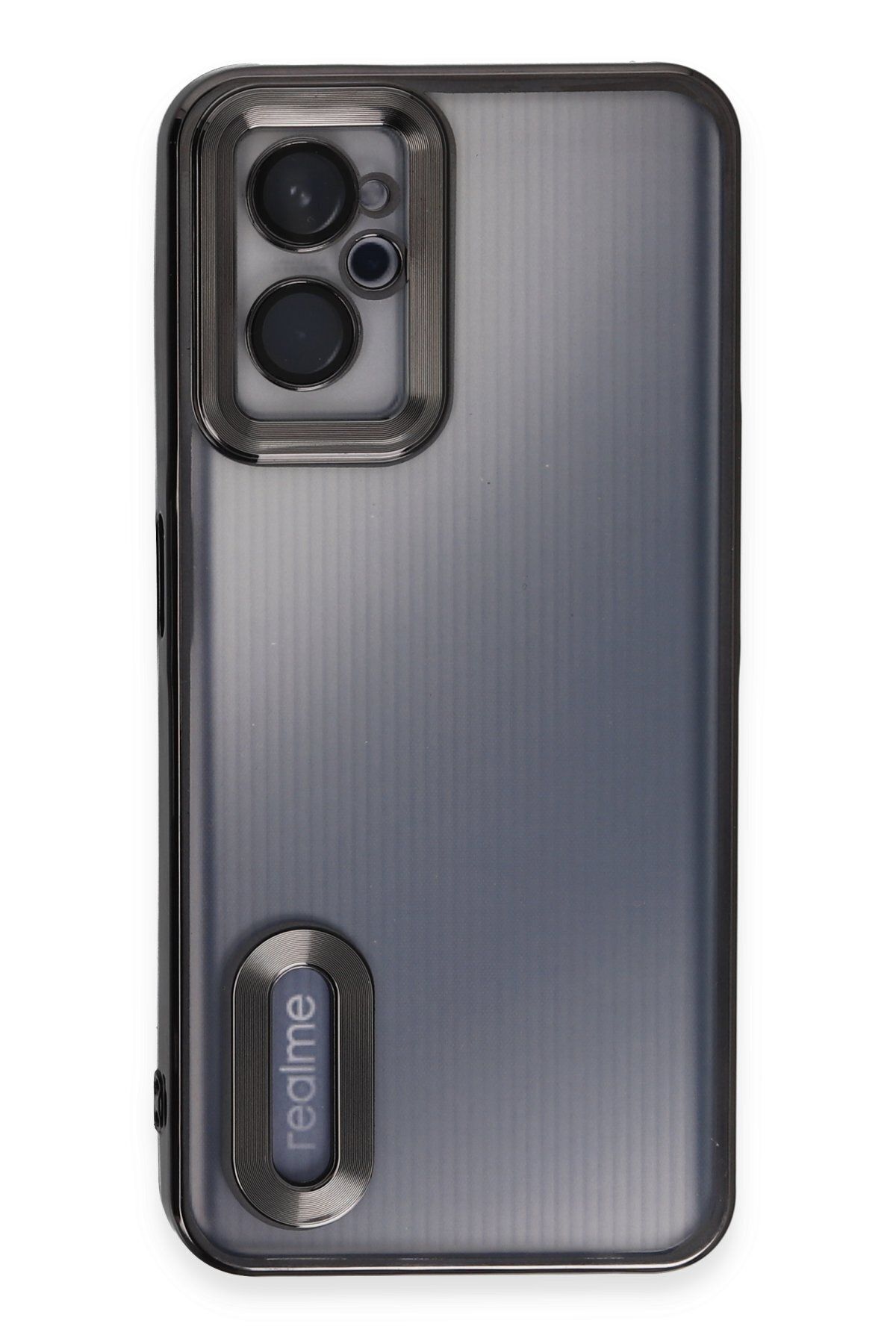 cepmoda Realme 9i 4G Kamera Korumalı Yanları Renkli Silikon Telefon Kılıfı - Lazer Kapak Siyah
