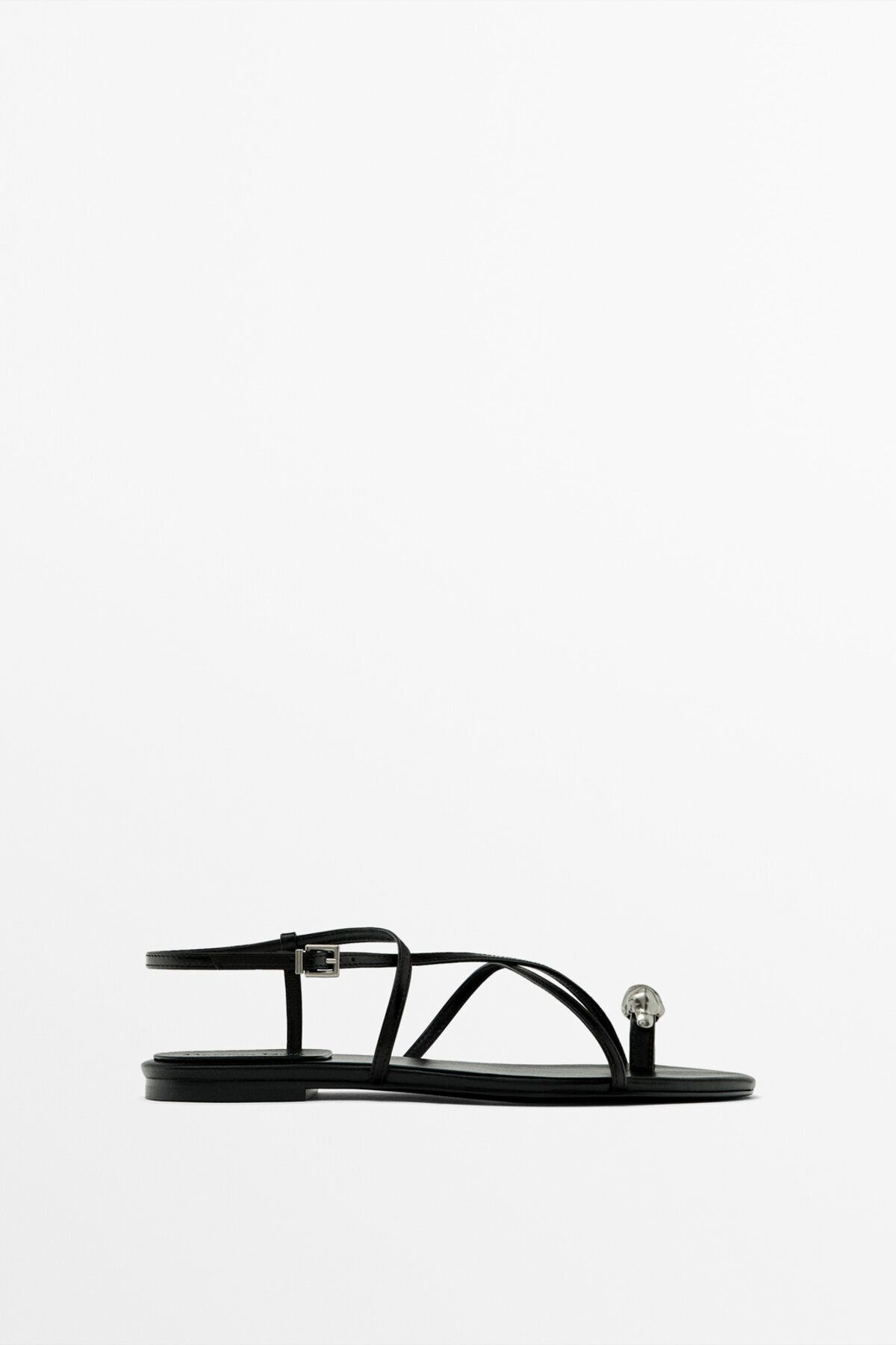 Massimo Dutti Burnu metal parçalı bantlı sandalet