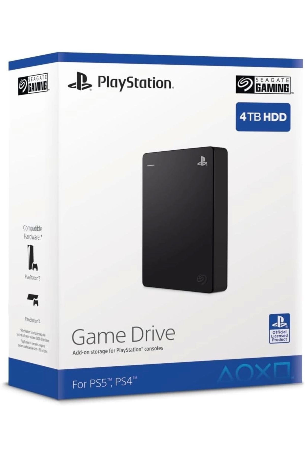 Seagate Game Drive PS4/PS5 4TB Taşınabilir Harici Sabit Sürücü 2,5" USB 3.0 Siyah Model No. STLL4000