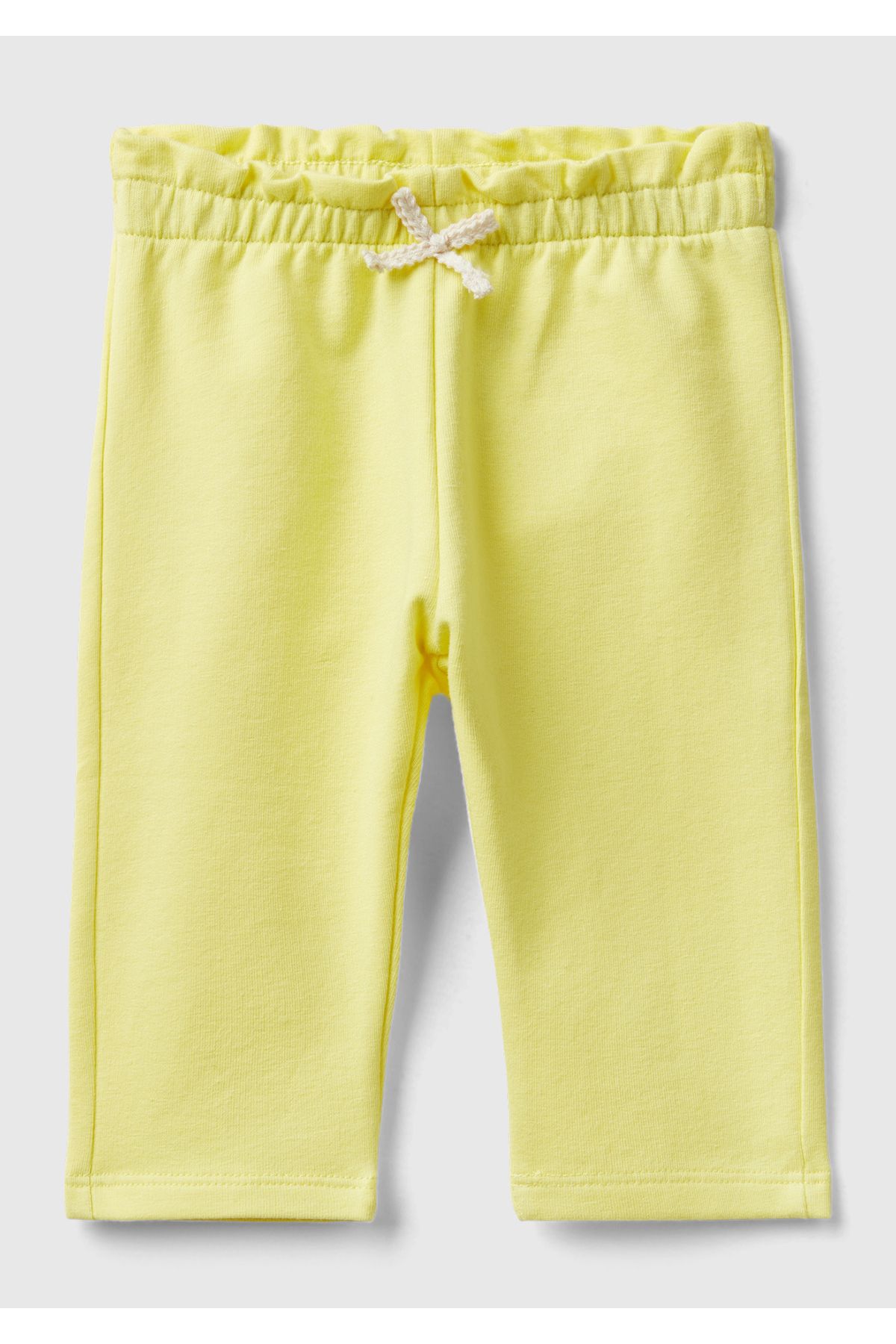 United Colors of Benetton Bebek Sarı Cebi Nakış İşlemeli Beli Büzgülü Fiyonk Detaylı Pantolon