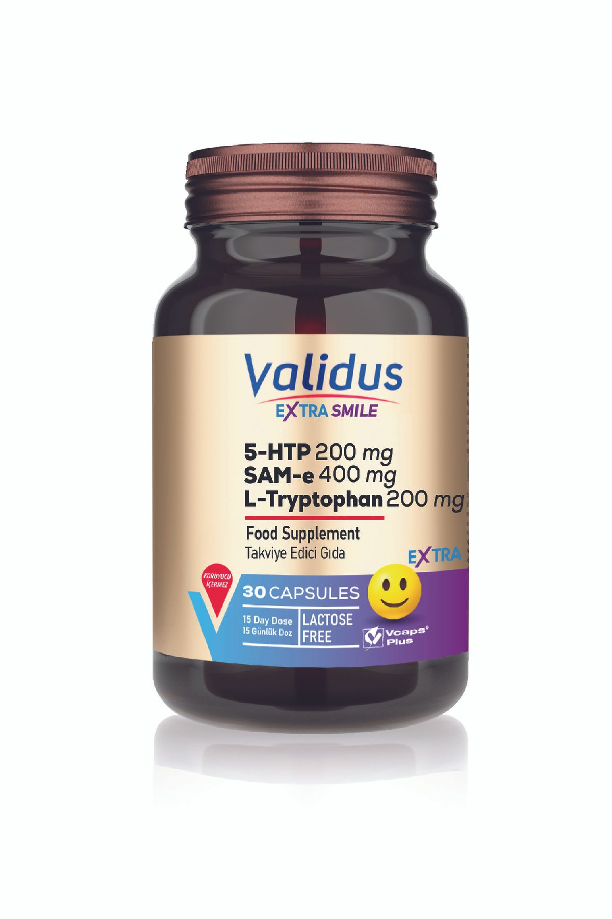 Validus Extra Smile 5 Htp 200 mg  L- Tryptophan 200 mg Sam 400 mg 30 Kapsül