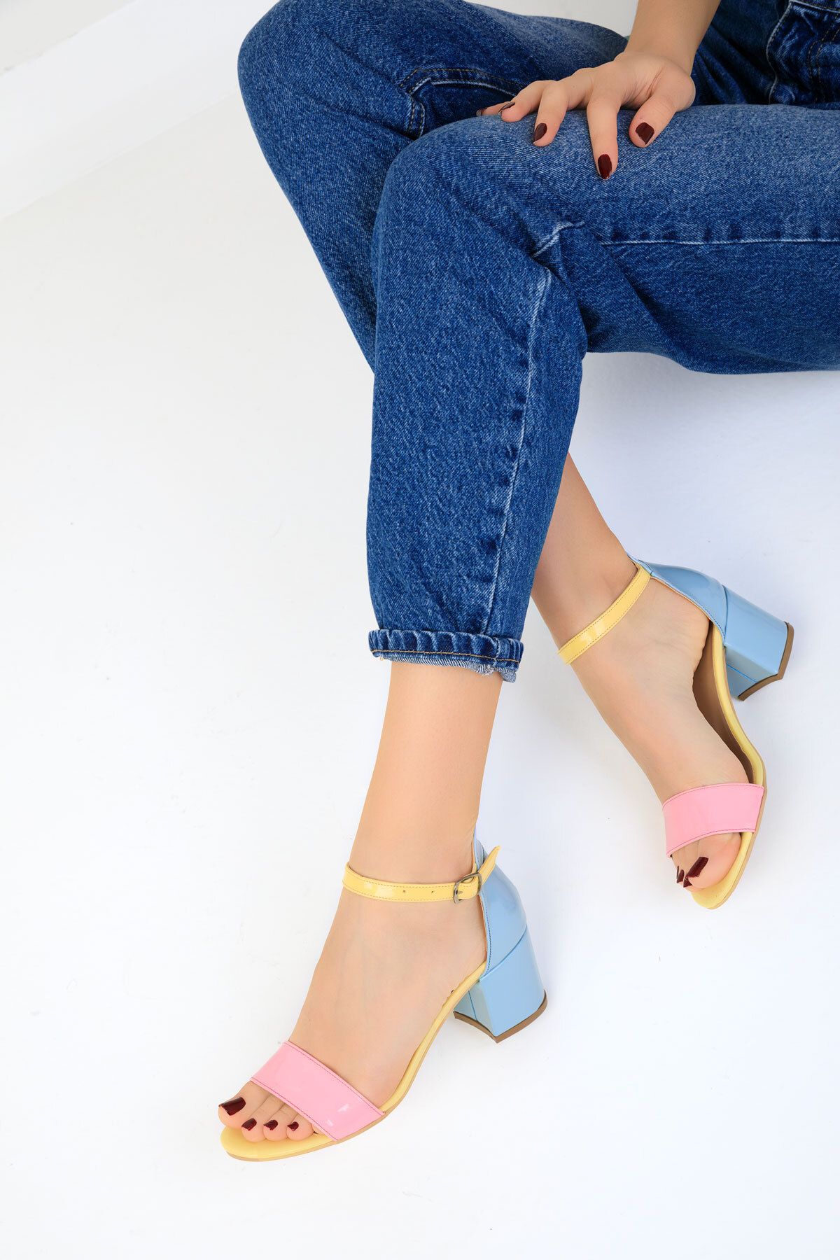 SOHO Sarı-Pudra-Mavi Kadın Klasik Topuklu Ayakkabı 14529