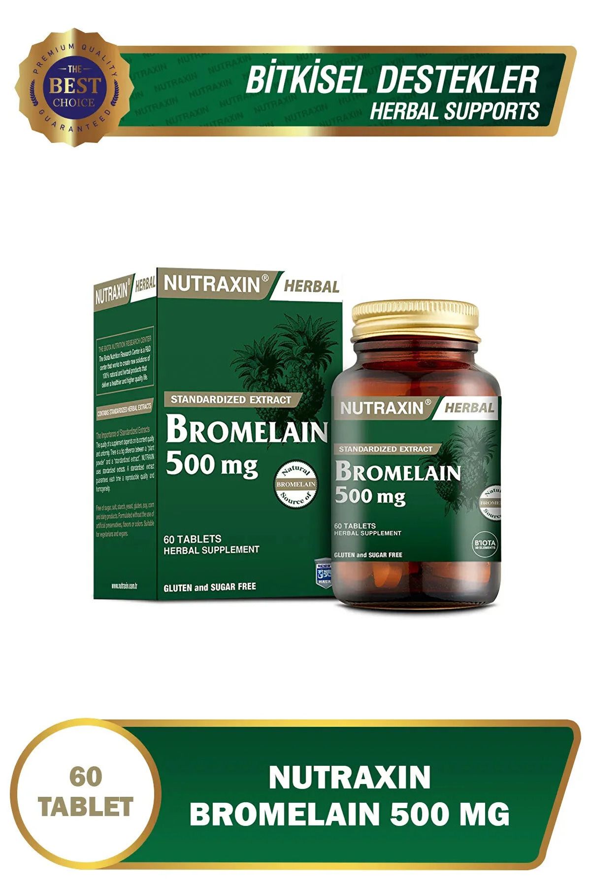 Nutraxin Herbal Bromelain 500 mg Ananas 60 Tablet