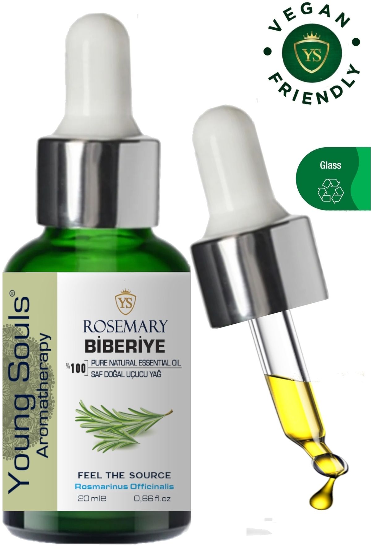 YOUNG SOULS Aromatherapy Rosemary Essential Oil Biberiye Uçucu Yağ 20 ml