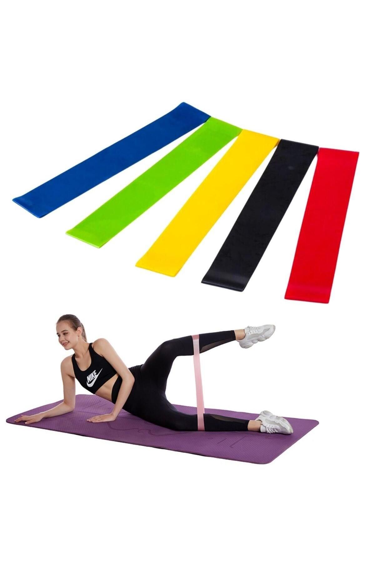 Genel Markalar CLZ192 5li Egzersiz Direnç Bant Seti Pilates Crossfit Ekipmanları (4172)