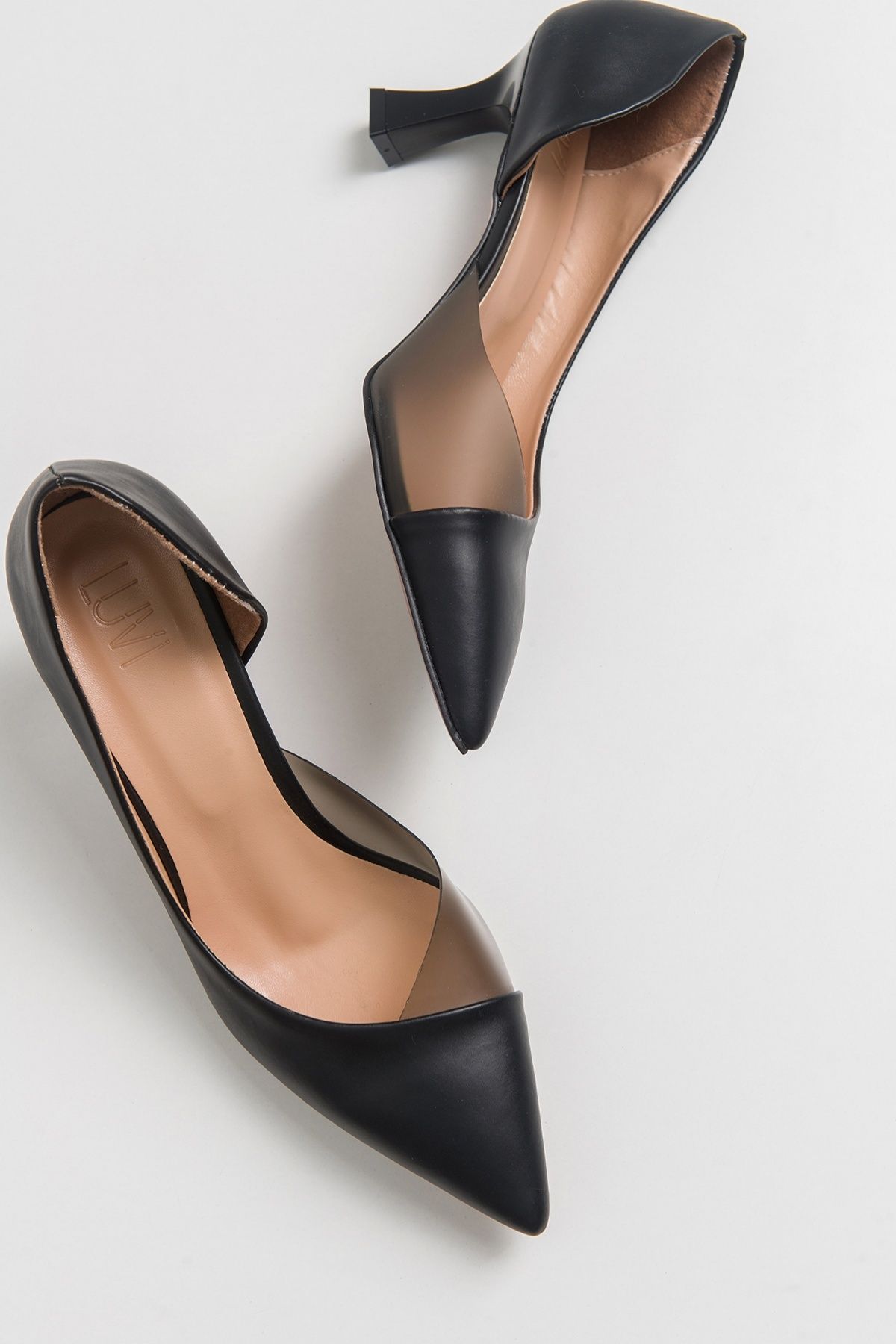 luvishoes 353 Siyah Cilt Topuklu Kadın Ayakkabı