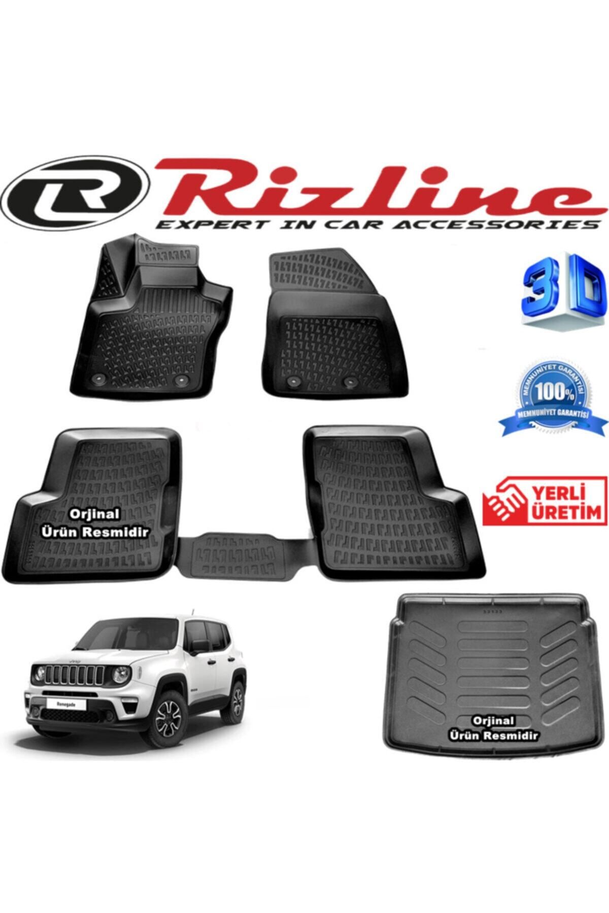 Rizline Jeep Renegade 3d Paspas + 3d Bagaj Havuzu 2015-2020 Arası Siyah Set