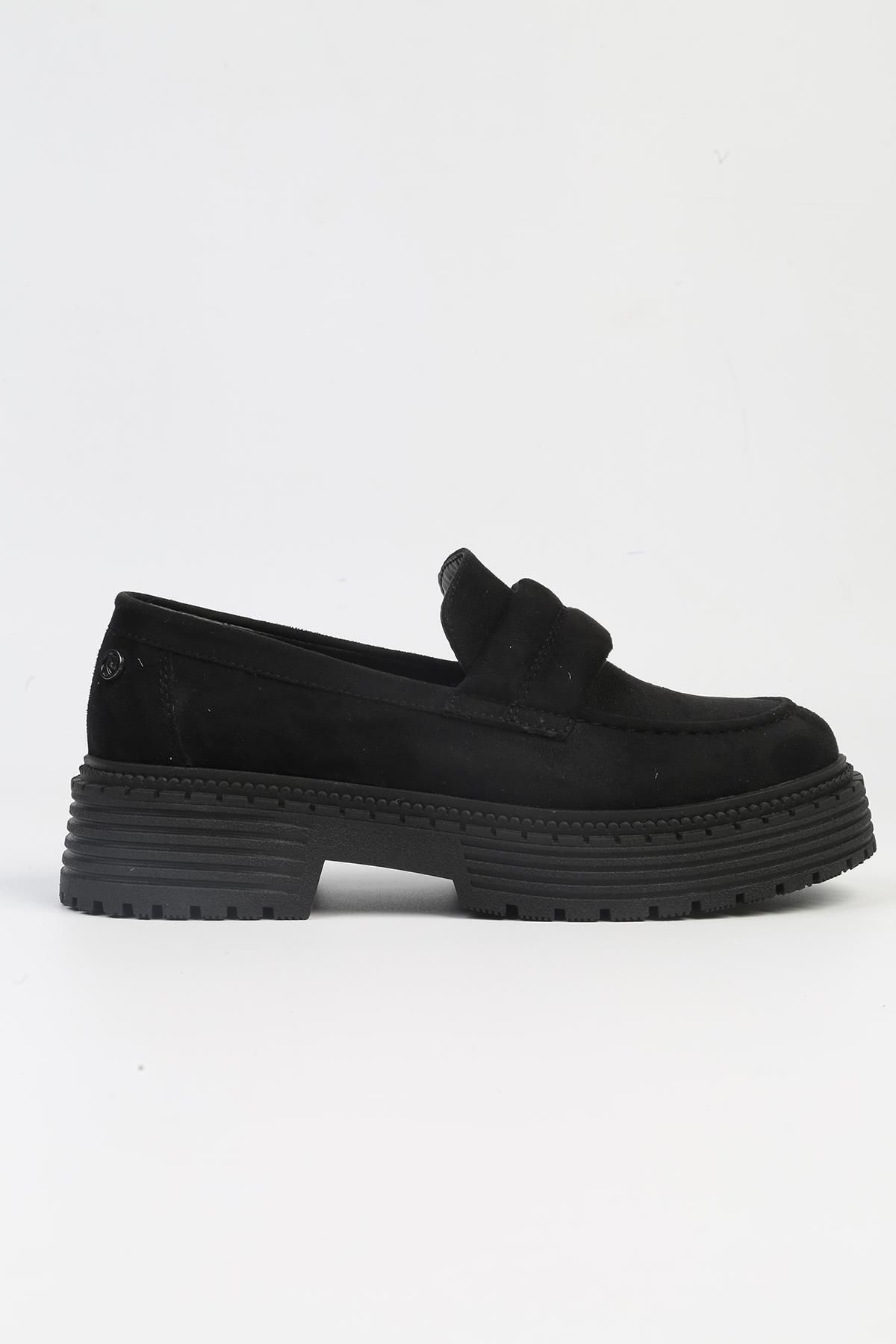 Pierre Cardin ® | PC-52433-3076 Süet Siyah-Kadın Loafer Günlük Ayakkabı