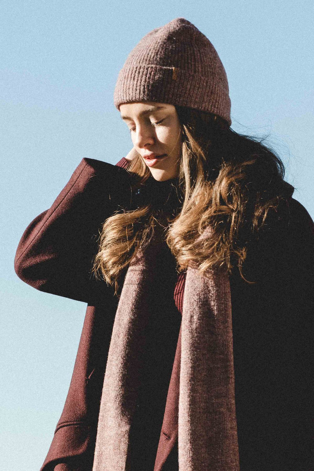 Nordbron Kadın Kahverengi Yumuşak Dokulu Atkı Kışlık Basic Esnek Düz Desenli Renkli Akrilik Raine Fitilli