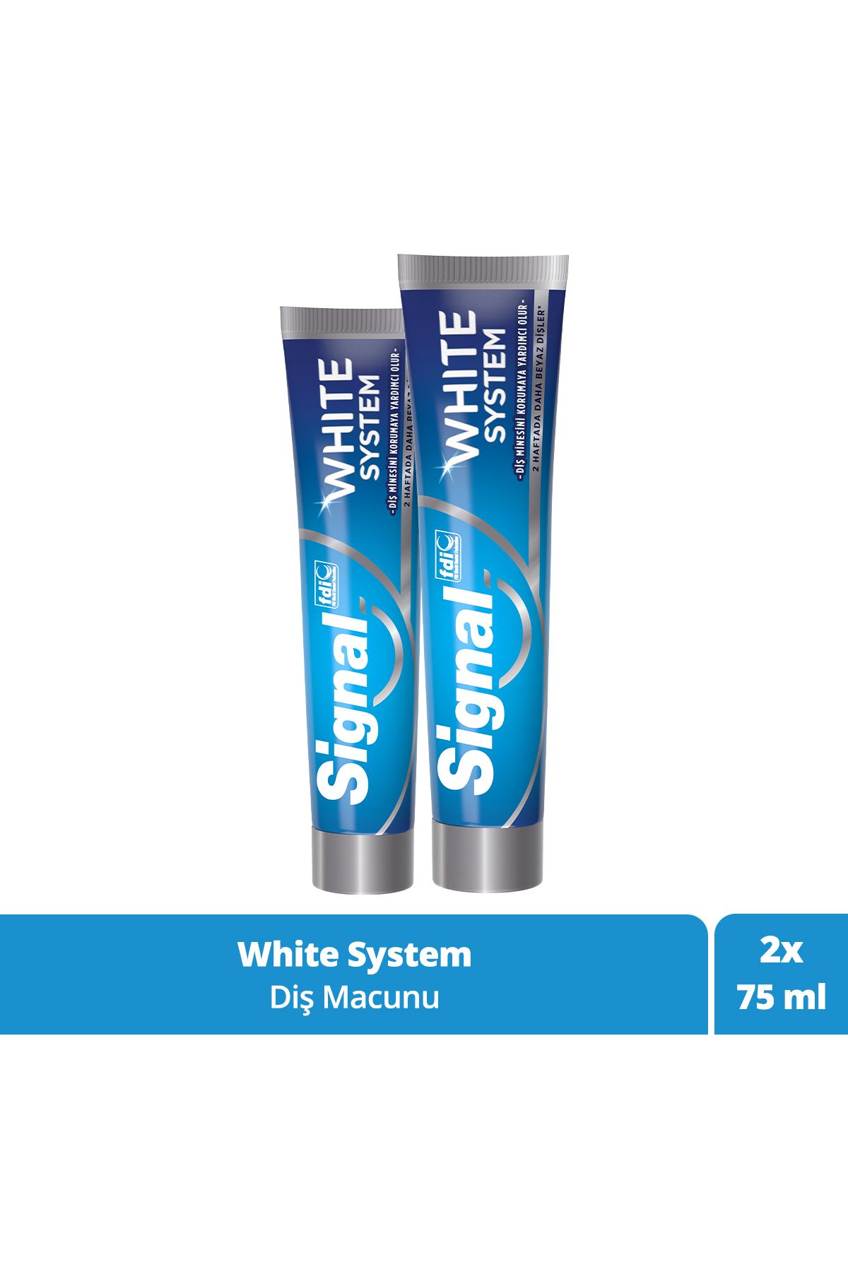 Signal Diş Macunu White System 2 Haftada Daha Beyaz Dişler 75 ml X2