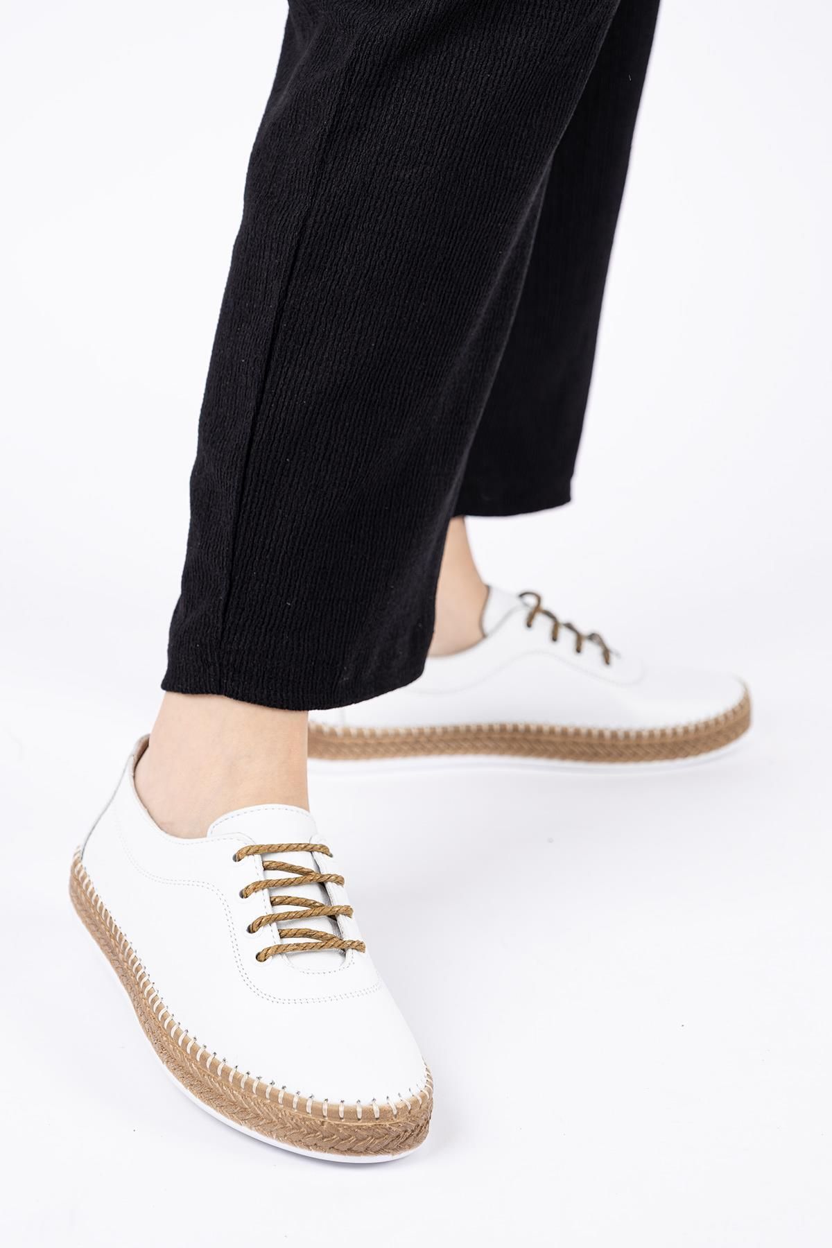 Getcho Lotte Kadın Hakiki Deri Beyaz Günlük Ayakkabı