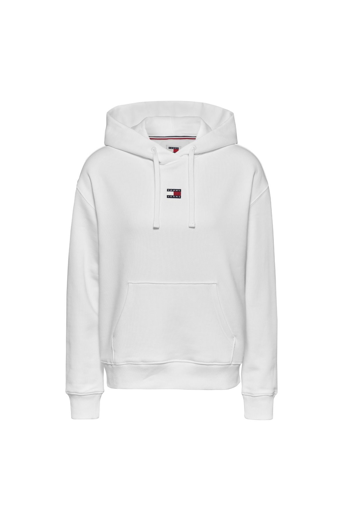 Tommy Jeans Kapüşon Yaka Düz Beyaz Kadın Sweatshırt TJW BXY BADGE HOODIE