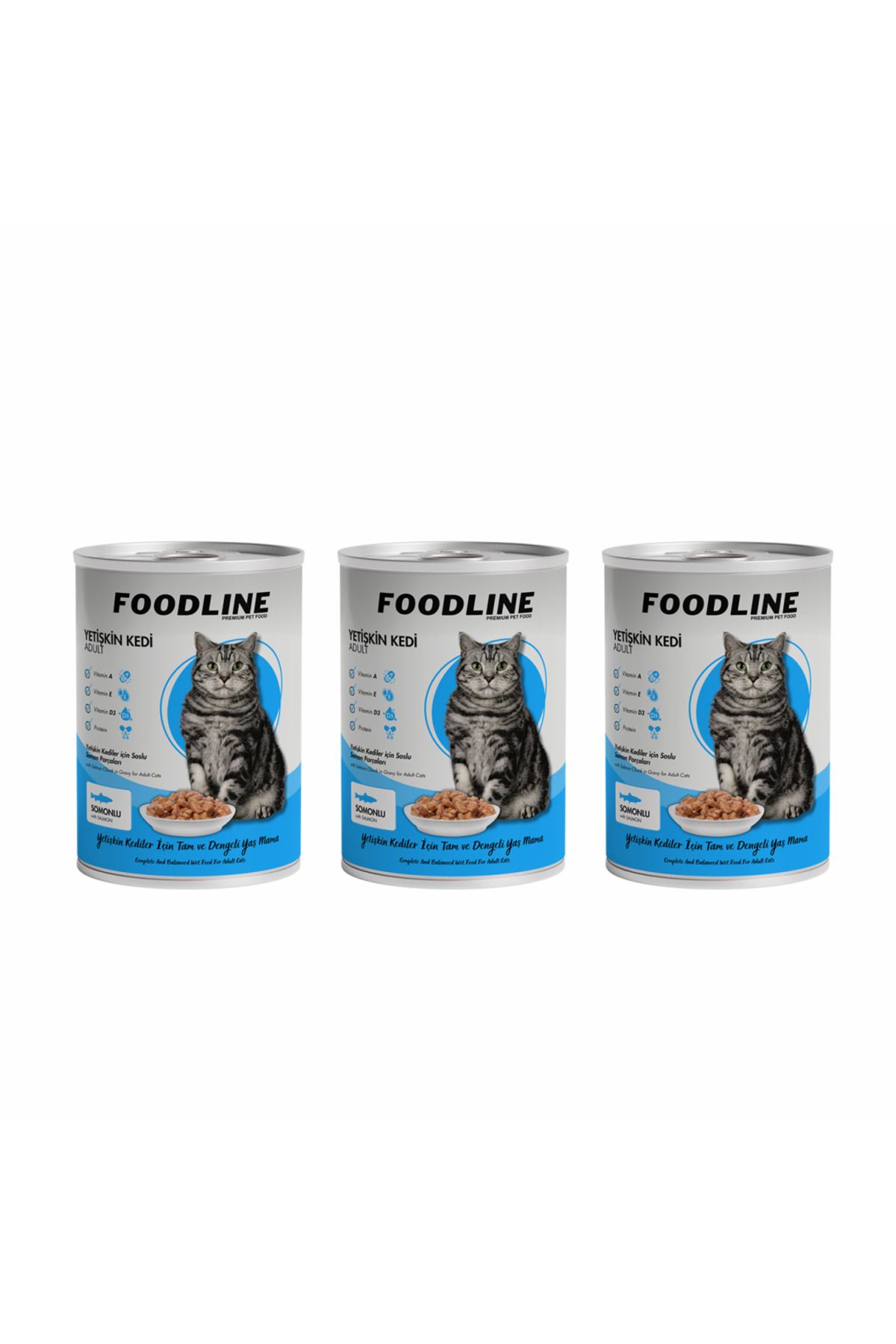 Foodline Somonlu Yetişkin Kedi Konservesi 400 Gr x 3 Adet