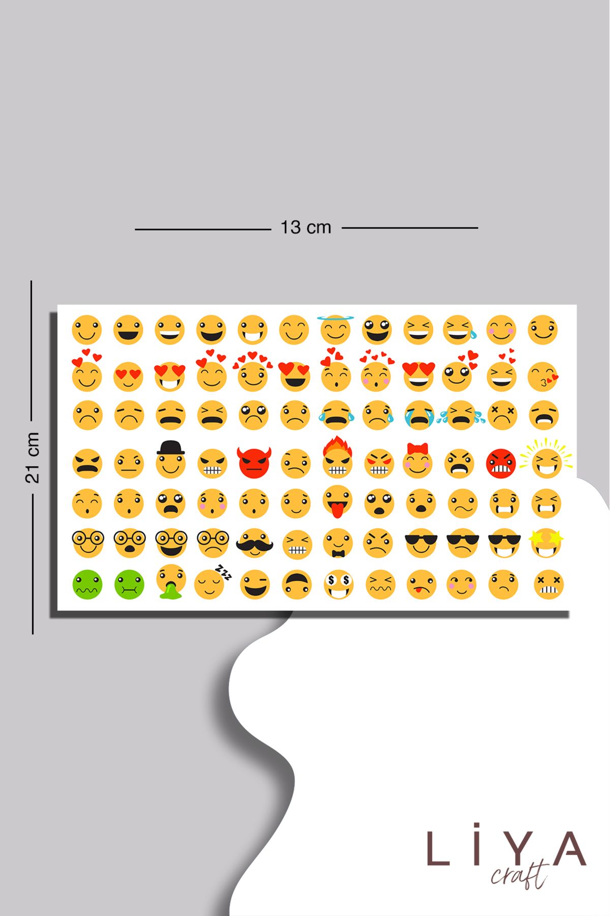 LiyaCraft Emoji sticker seti 80 adet sticker tek sayfada