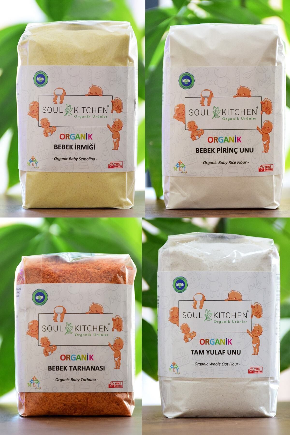 Soul Kitchen Organik Ürünler Organik Bebek İrmiği + Bebek Pirinç Unu + Bebek Tarhanası + Bebek Yulaf Unu Avantaj Paket (4x250gr)