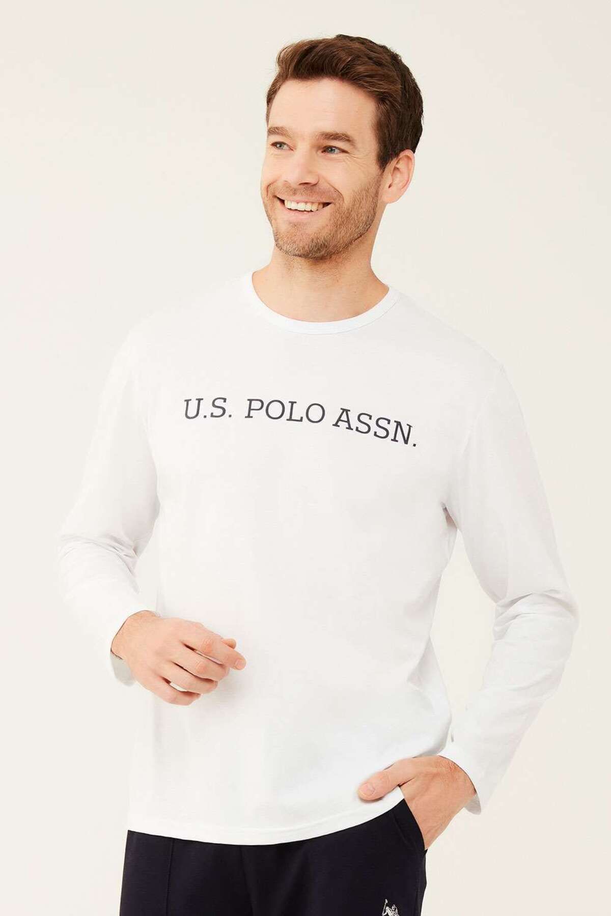 U.S. Polo Assn. Erkek Beyaz Uzun Kollu T-shirt 18467