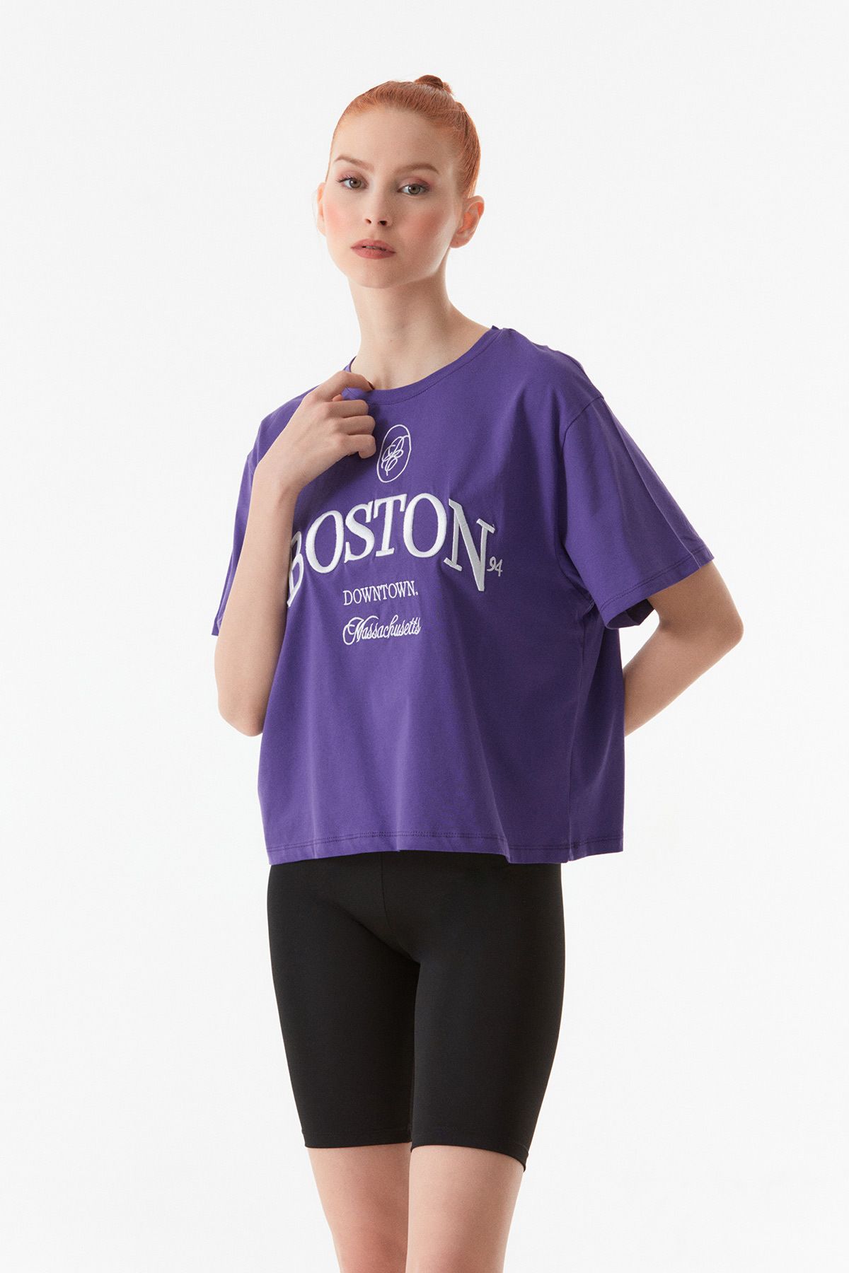 Fullamoda Boston Nakışlı Oversize Tişört