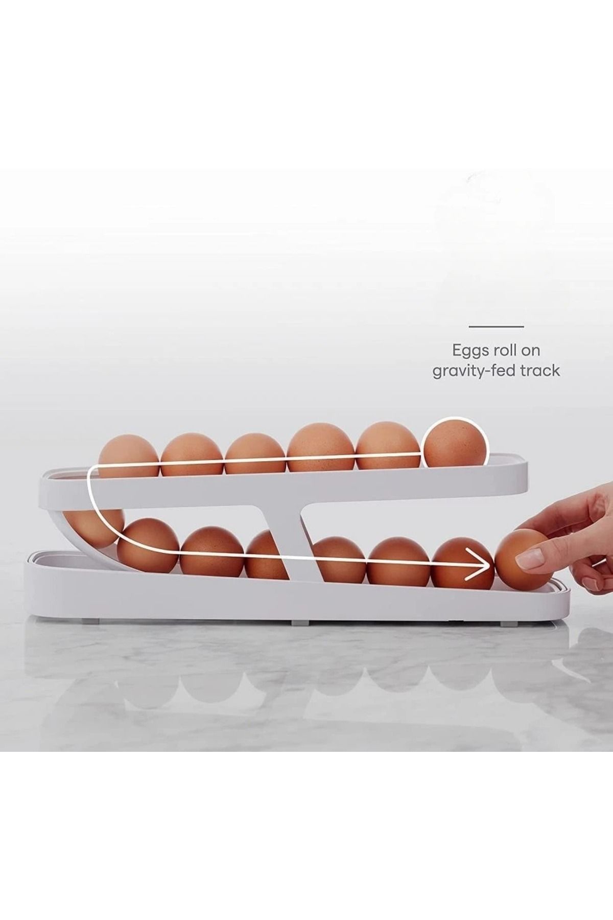 HB LİFE 2 Katlı Otomatik Buzdolabı Yumurta Standı Yumurtalık Rafı Saklama Kabı Buzdolabı Organizeri
