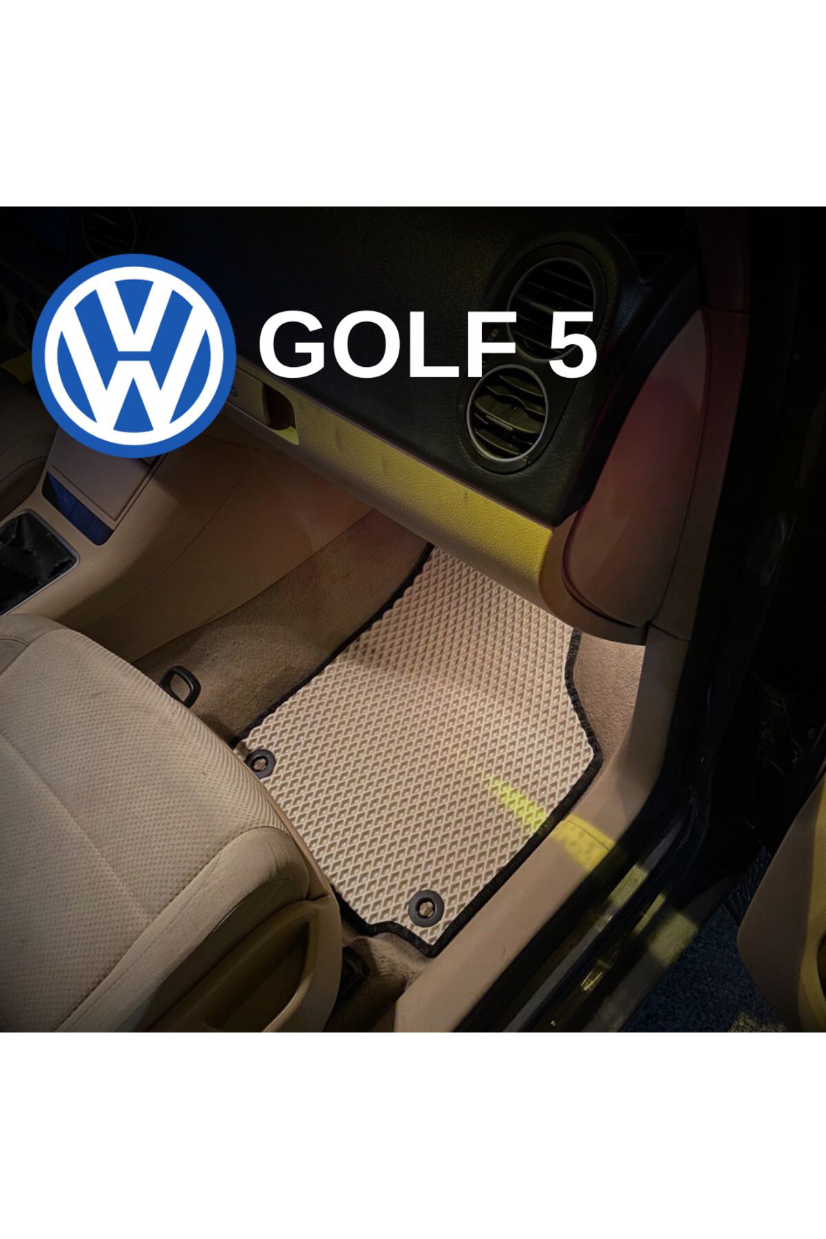 pascar Volkswagen Golf 5 plus  (2005 ve sonrası) araca özel yeni nesil akıllı oto paspas (bej)