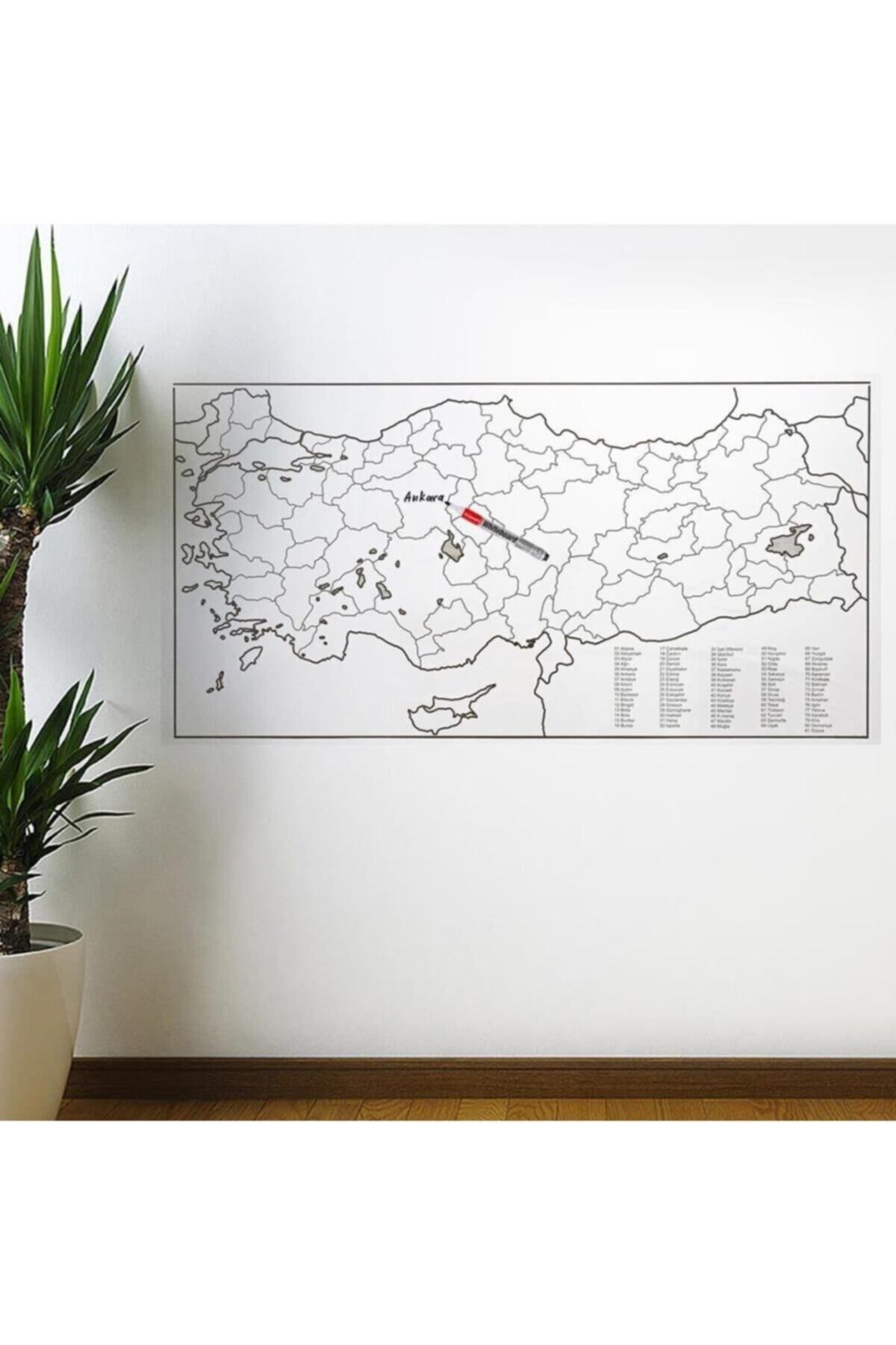 rennway Yazılabilir Türkiye Haritası Manyetik Duvar Stickerı 110 X 56 cm