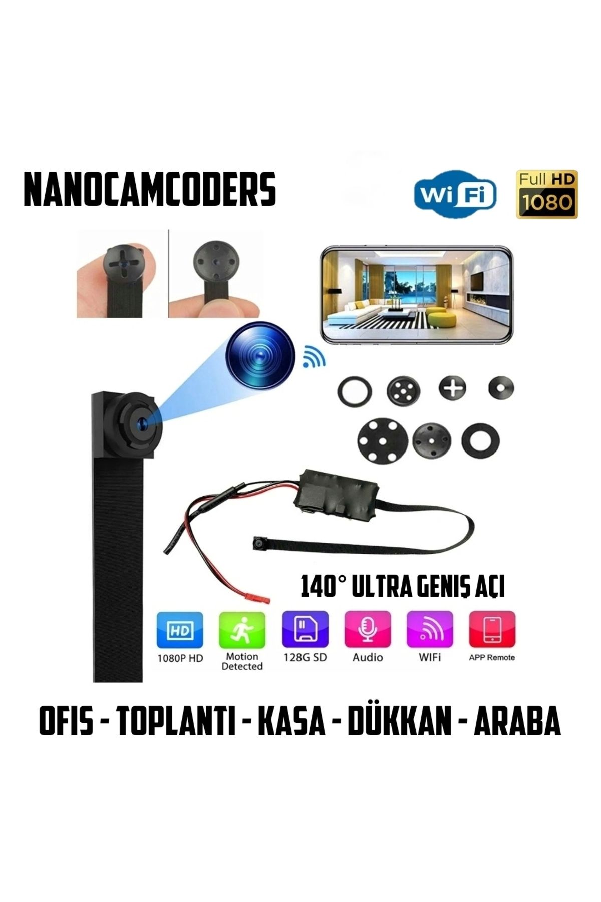 Nanocamcoders 1080p Mini Düğme Wifi Güvenlik Kamerası Mikro Toplantı Ofis Güvenlik Gizli Pr Kamera Uzak Izle Dgm89