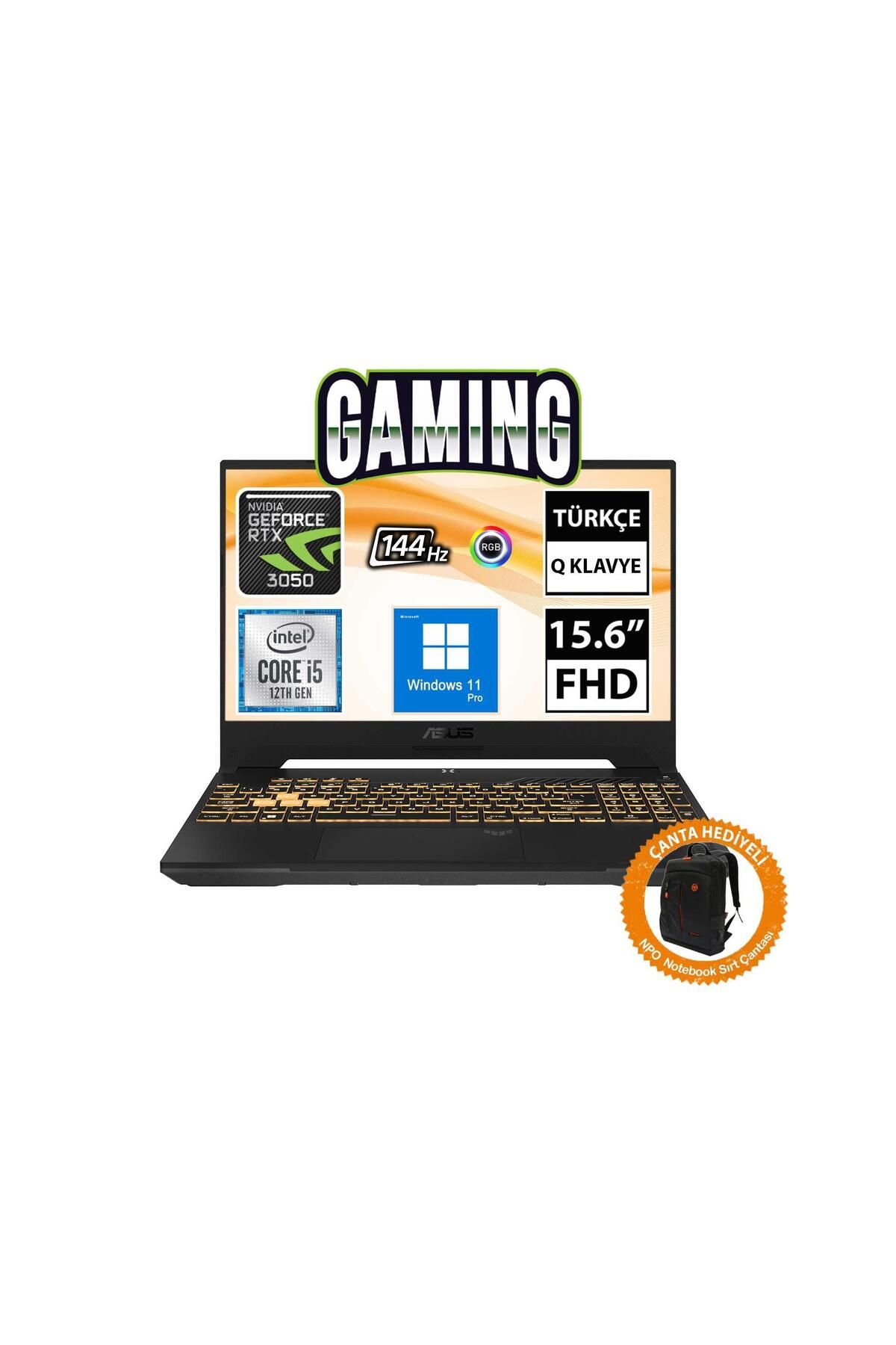 ASUS TUF Gaming F15 FX507ZC4-HN205A15 i5-12500H 16GB 512SSD RTX3050 15.6" FullHD W11P Taşınabilir Bi