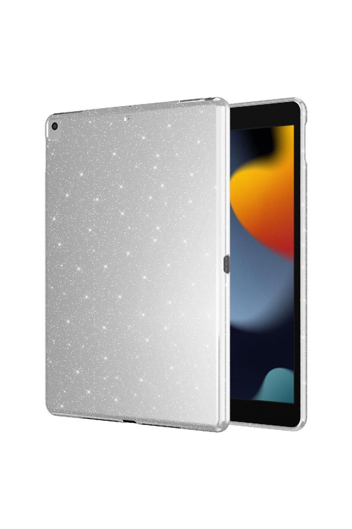 AktarMobile iPad 7. 8. 9. Nesil 10.2" uyumlu Simli Silikon Kılıf Işıltılı Parlak Kapak Esnek TPU