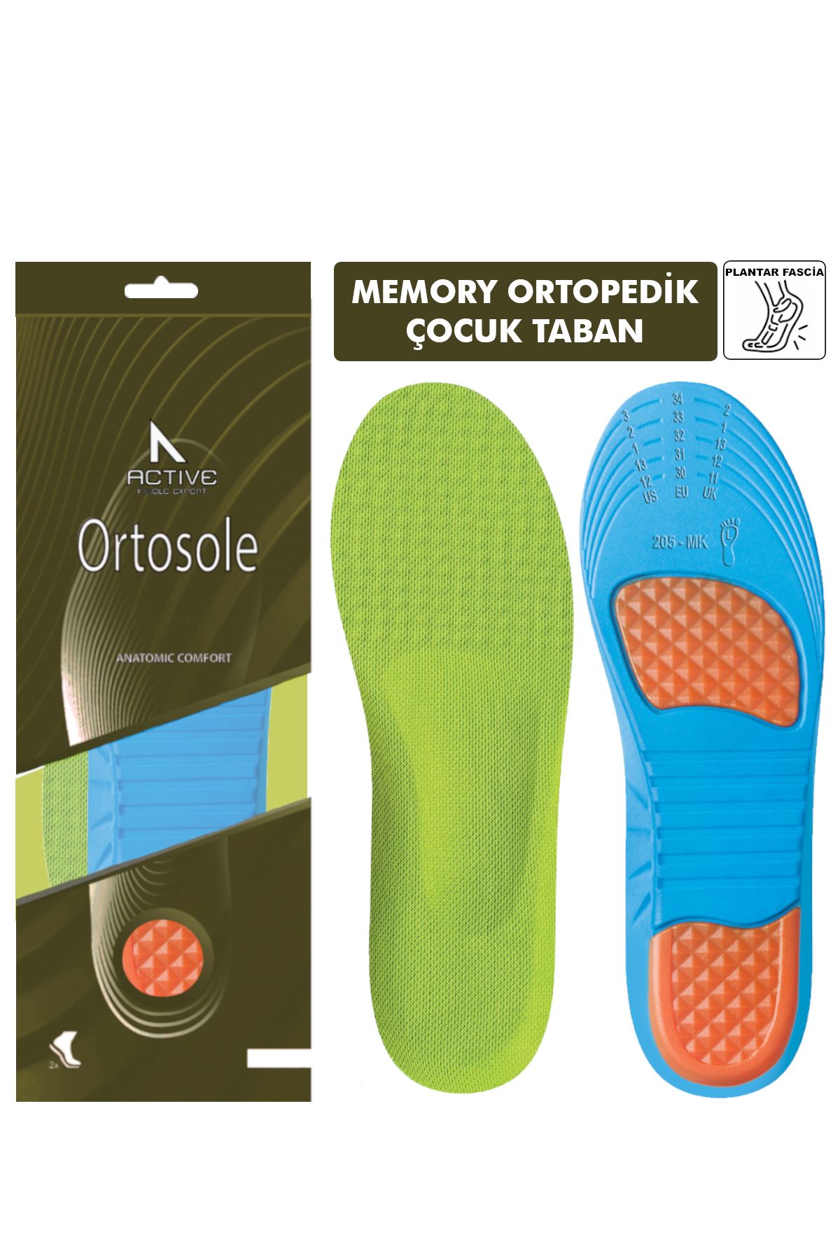 Ortosole Darbe Emici Memory Foam Ayakkabı Tabanlığı, Rahatlık Sağlayan Kemer Destekli Tabanlık - Çocuk