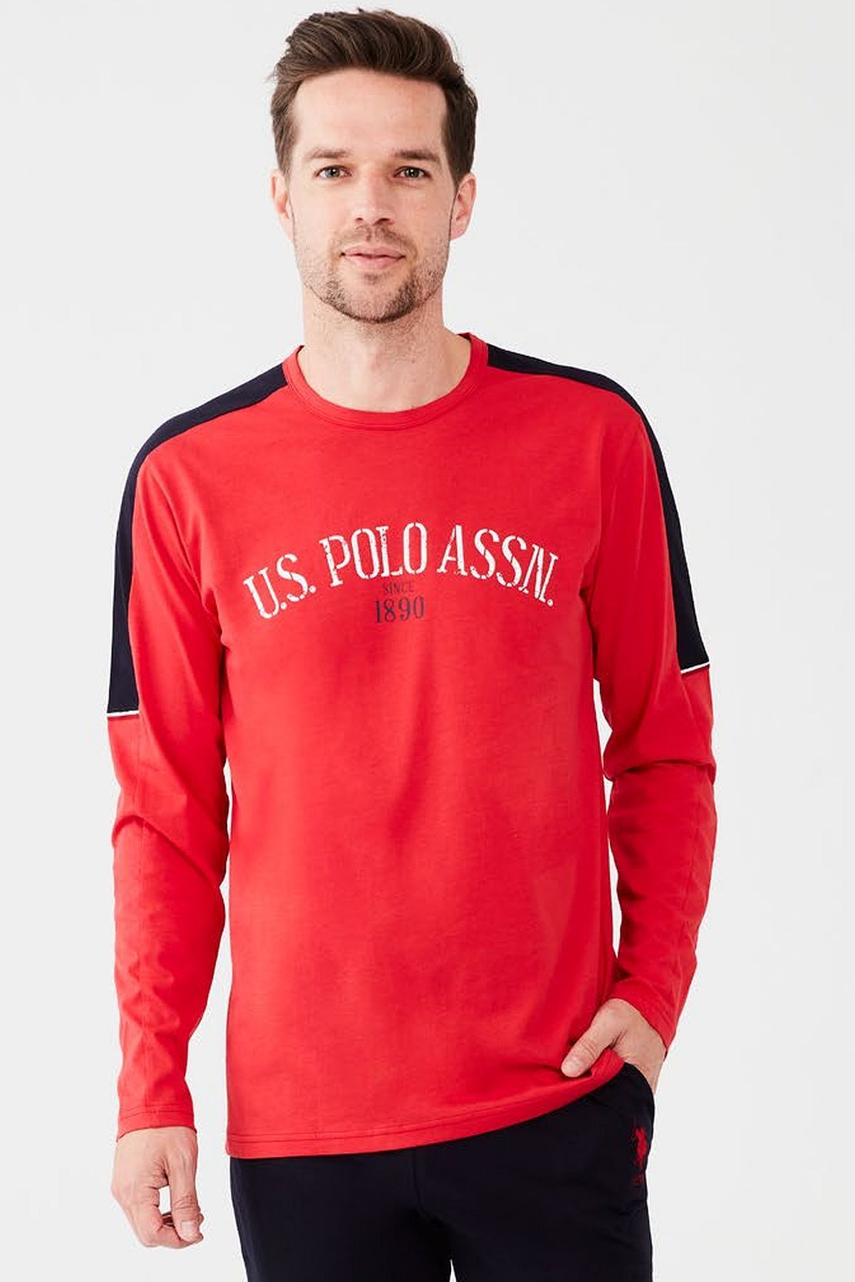 U.S. Polo Assn. U.s Polo Assn. 18502 Erkek Uzun Kollu Pijama Takımı-kırmızı
