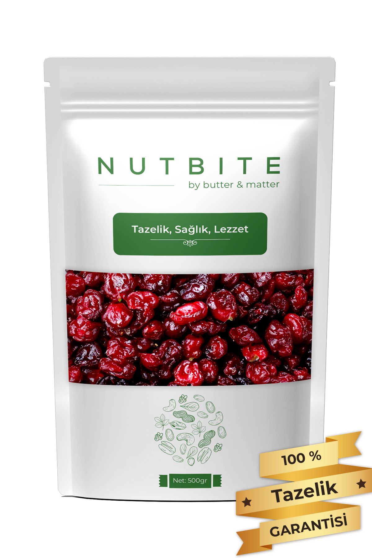 NUTBITE Premium Turna Yemişi 500gr - Cranberry - Çekirdeksiz Tane - Taptaze Yeni Mahsül