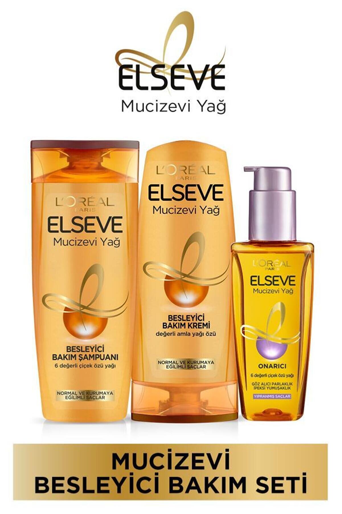 Elseve Mucizevi Yağ Bakım Şampuan 360ml & Saç Kremi 360 ml & Yıpranmış Saçlar Için Saç Bakım Yağı