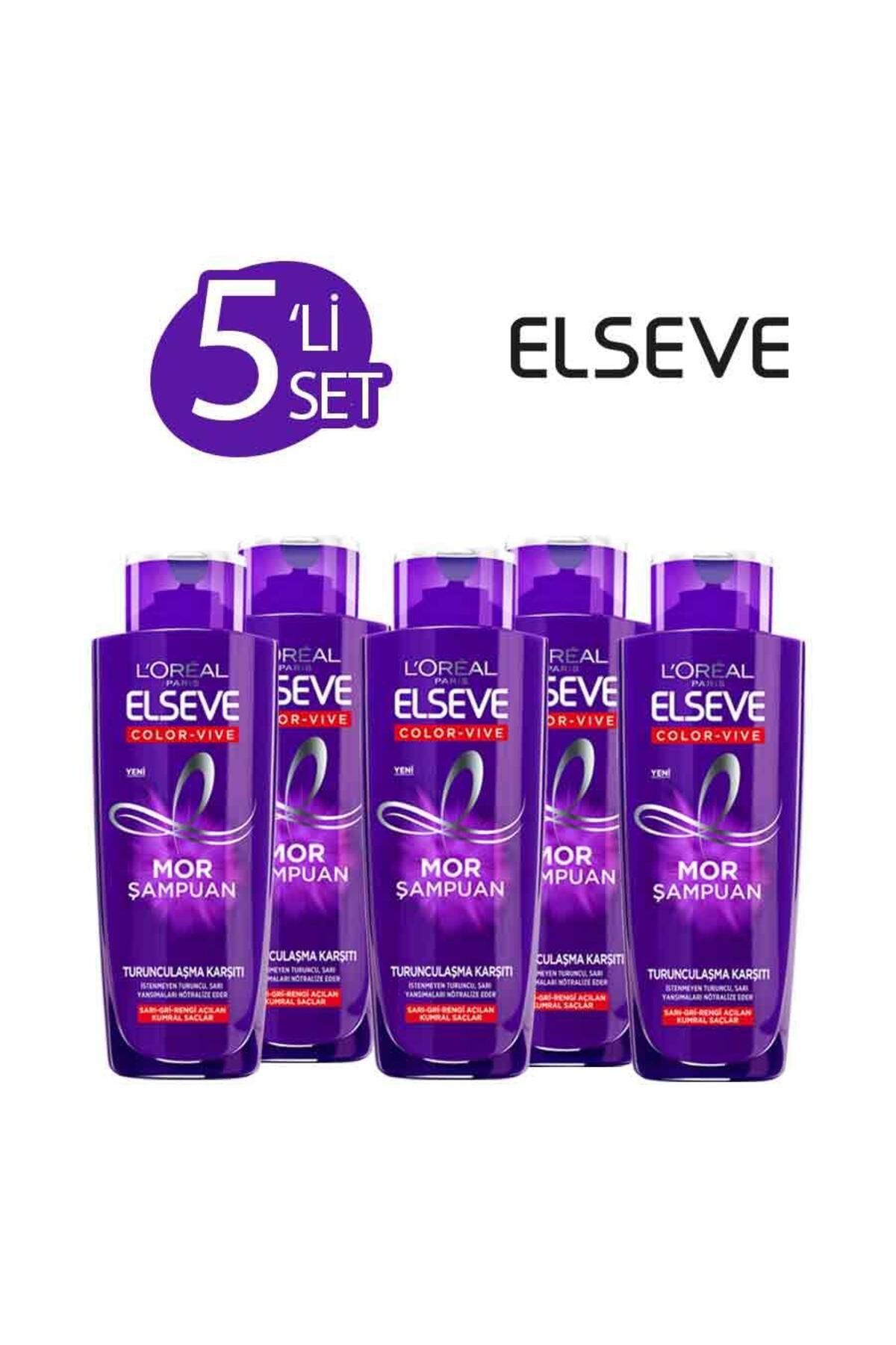 Elseve 5'li Turunculaşma Karşıtı Mor Şampuan 200 ml Seti