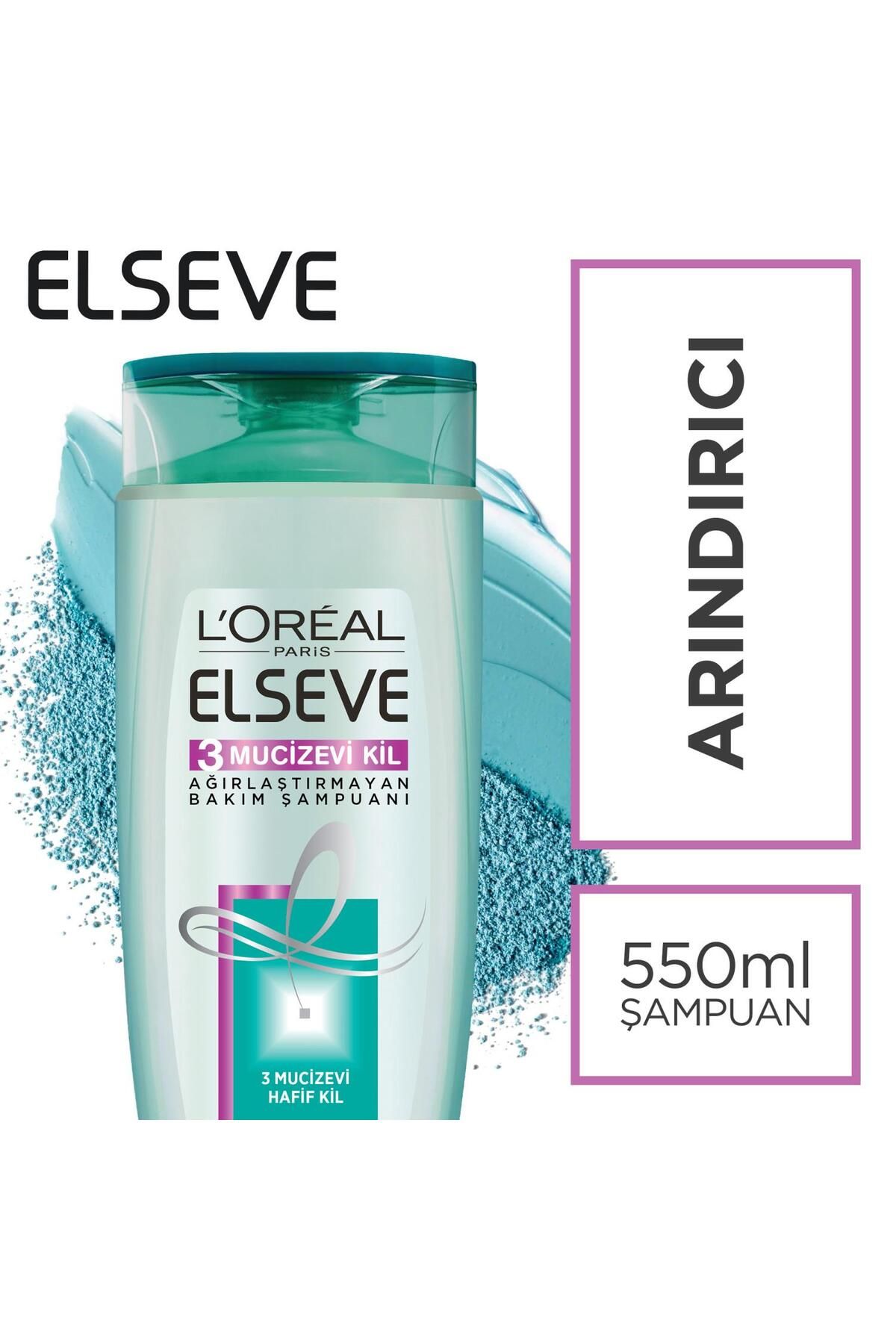 Elseve L'oréal Paris 3 Mucizevi Kil Ağırlaştırmayan Bakım Şampuanı 550 ml