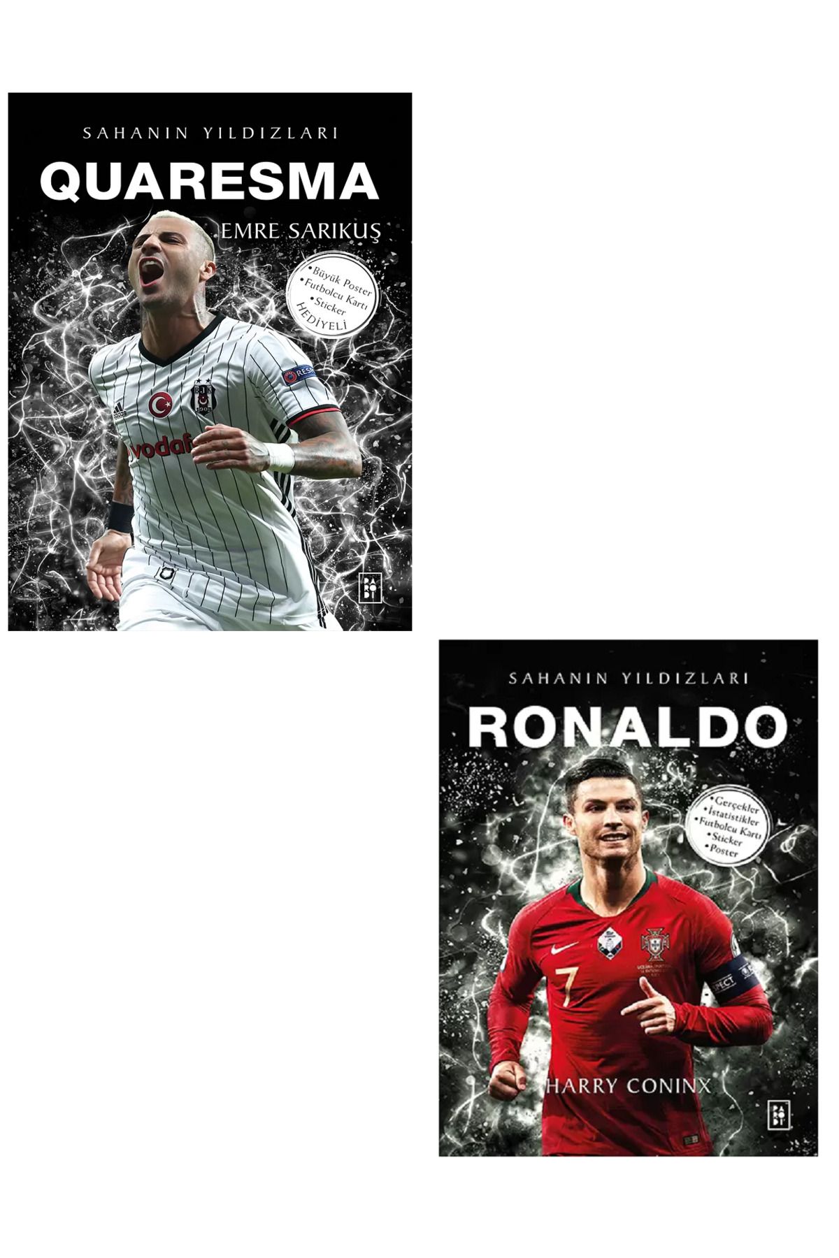 Parodi Yayınları QUARESMA - RONALDO Sahanın Yıldızları ( BÜYÜK Poster Sticker Futbolcu Kartı HEDİYE ) 2 KİTAP