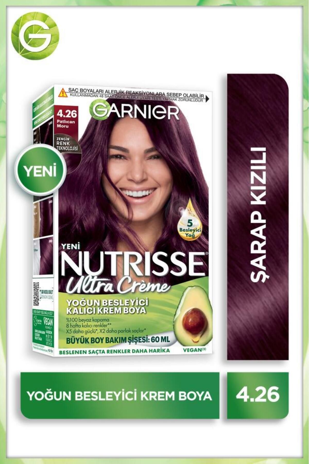 Garnier Nutrisse Yoğun Besleyici Kalıcı Krem Saç Boyası 4.26 Patlıcan Moru