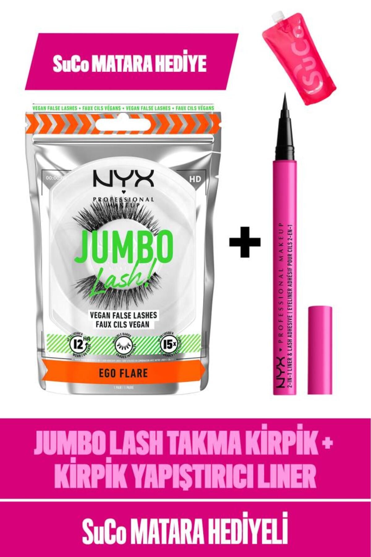 NYX Professional Makeup Jumbo Lash 2si 1 Arada Liner Ve Kirpik Yapıştırıcı - Baddest Black & Takma Kirpik - Ego Flare