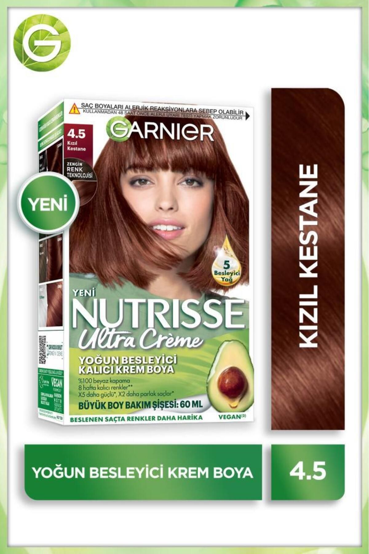 Garnier Nutrisse Yoğun Besleyici Kalıcı Krem Saç Boyası 4.5 Kızıl Kestane