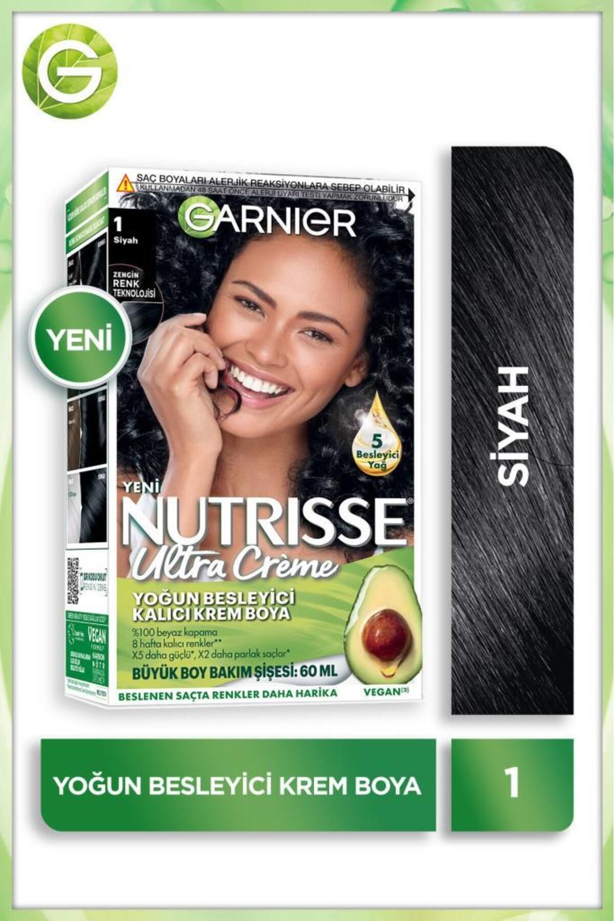 Garnier Nutrisse Yoğun Besleyici Kalıcı Krem Saç Boyası 1 Siyah