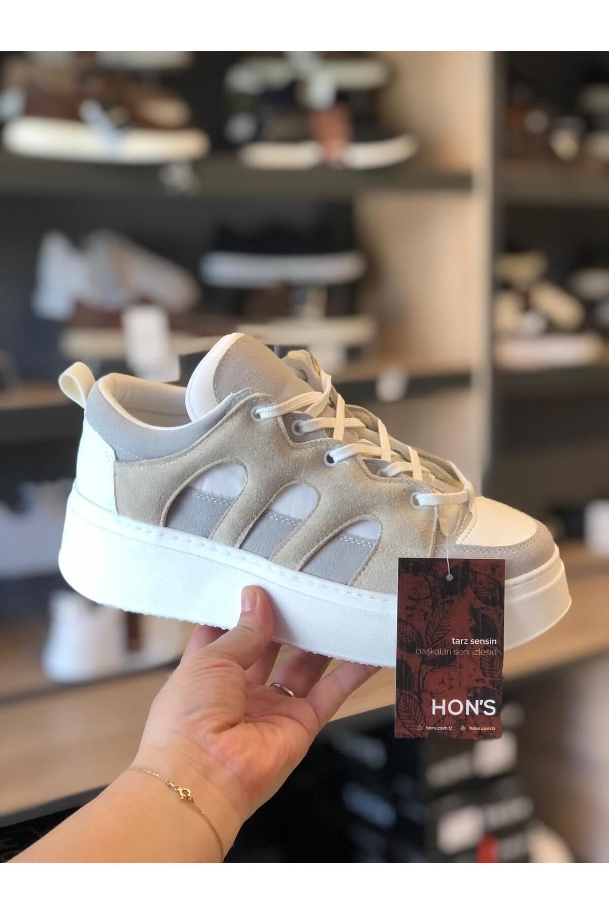 HON'S Premium Beyaz gri  spor ayakkabı sneakers